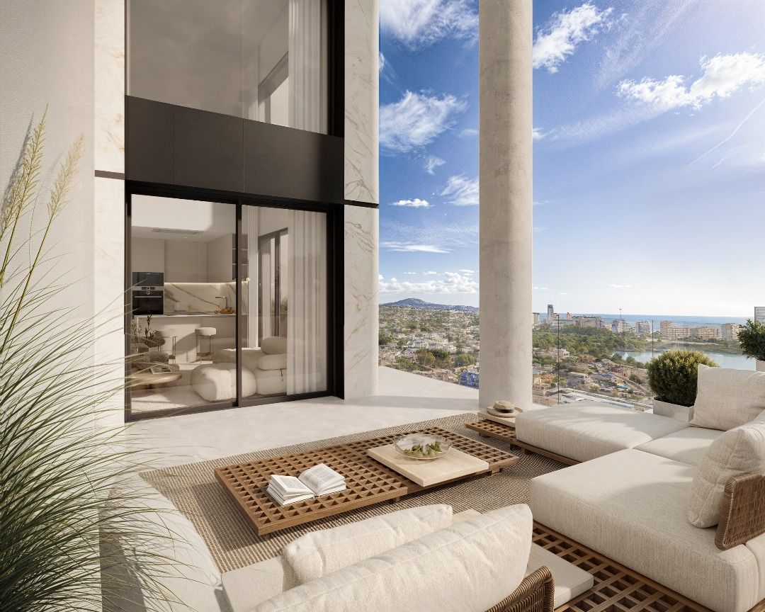 Computer-generated render of main bedroom in top-floor penthouse, Calpe