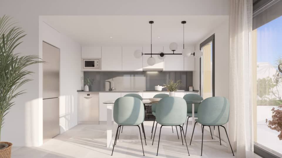 Kitchen counter and appliances in new-build penthouse, La Cala de Mijas