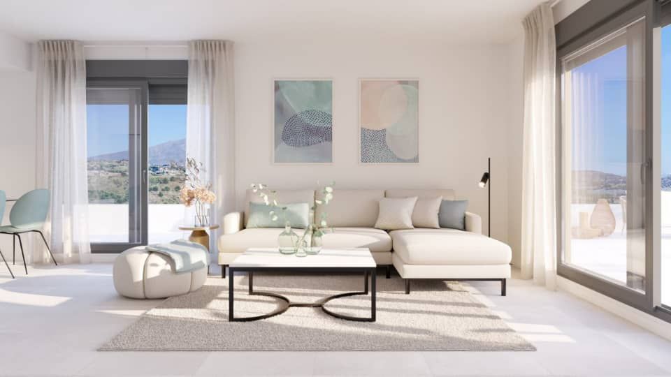 Aerial view of new-build development site, La Cala de Mijas, Mijas