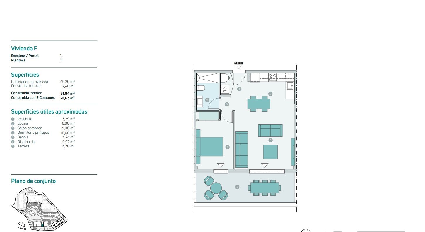 Floor plan of 1-bedroom ground-floor apartment in Calanova, Mijas