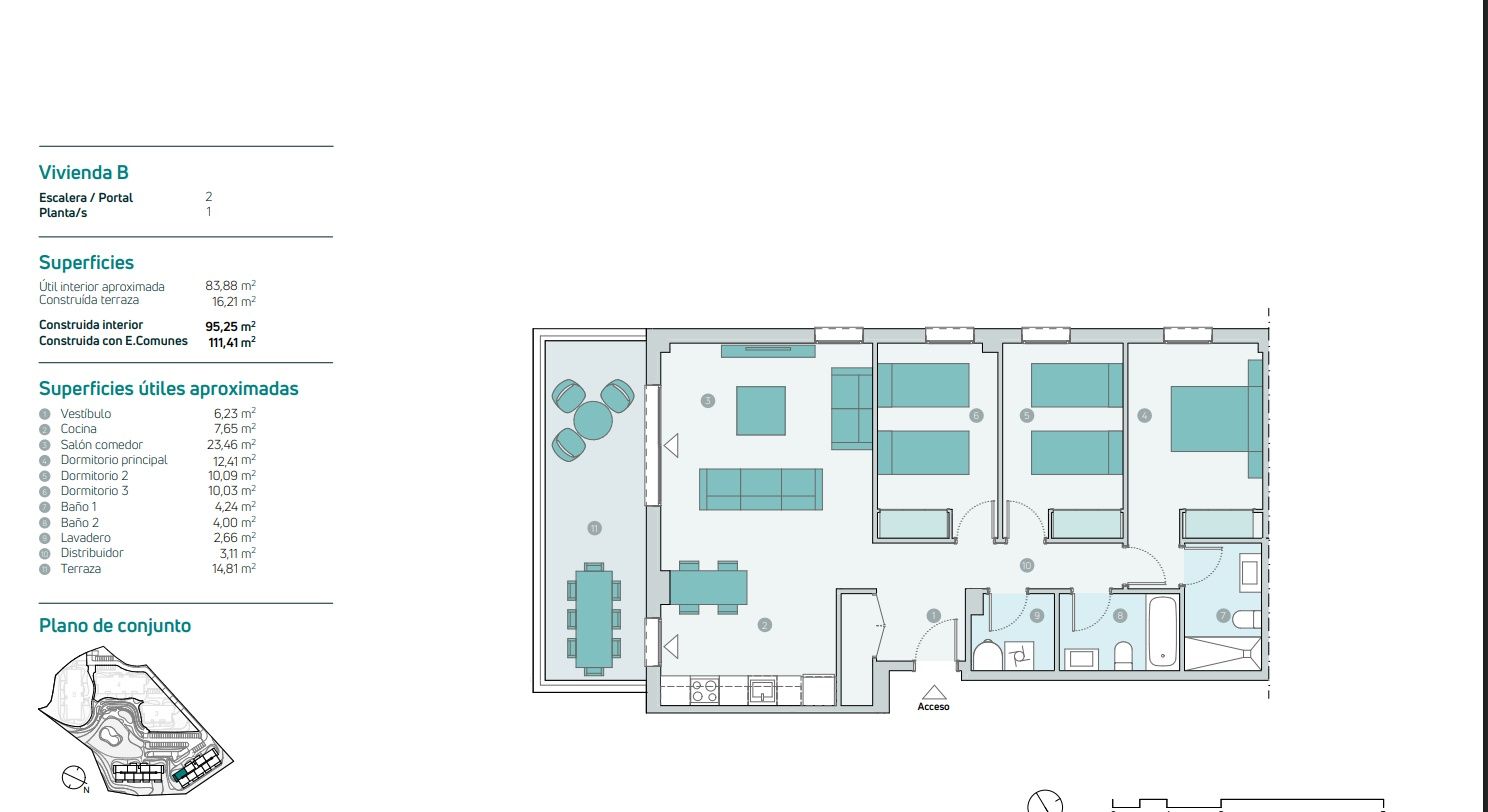 Floor plan of 2-bedroom ground-floor apartment in Calanova, Mijas