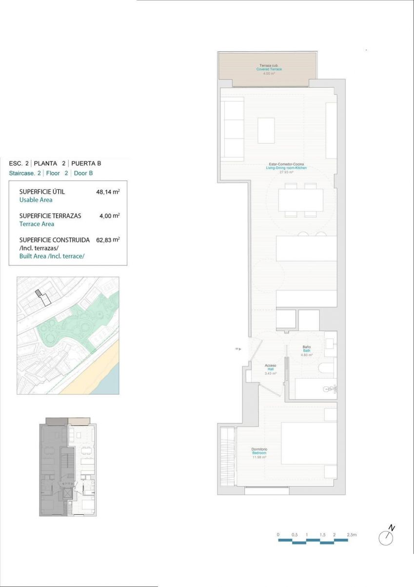 Floor plan of 1-bedroom apartment layout in new-build development, Villajoyosa