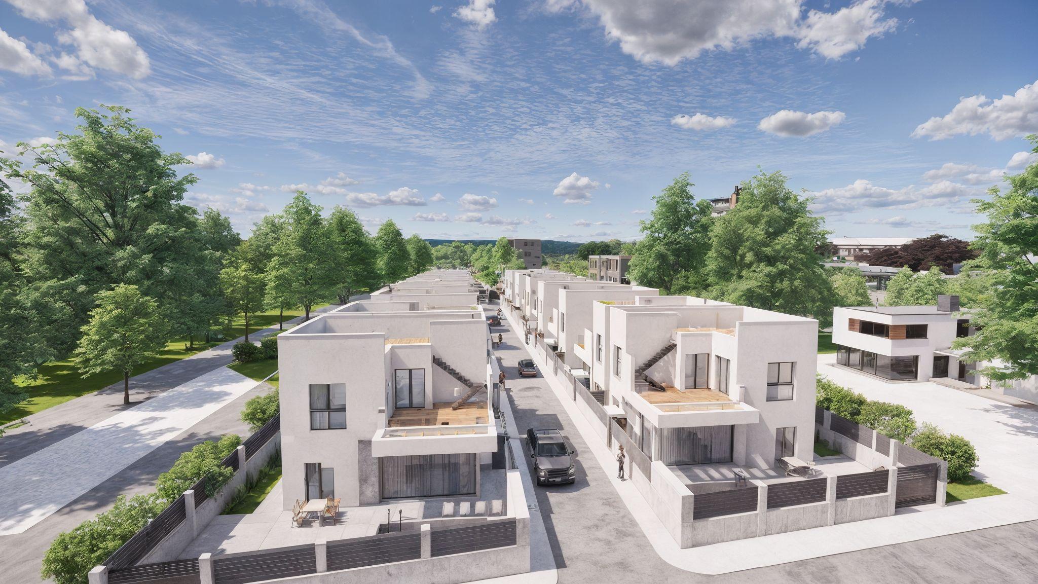 Front facade of 4-bedroom townhouse in La Herrada, Los Montesinos, showing entrance and landscaped garden