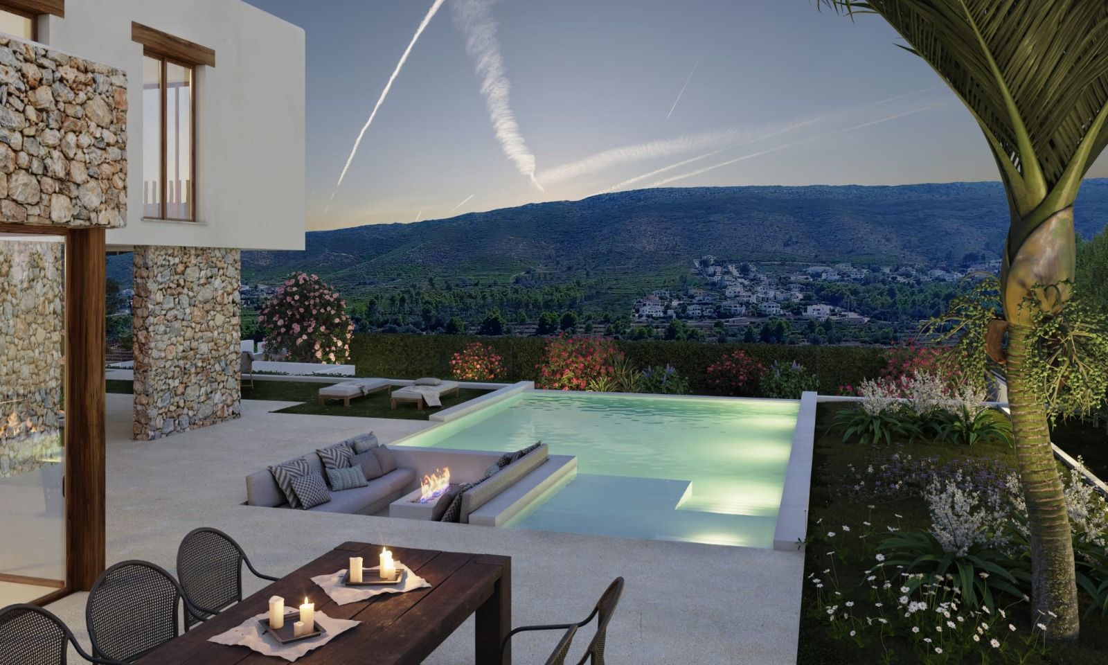 Front facade of 4-bedroom new-build villa in Monte Olimpo, Jávea