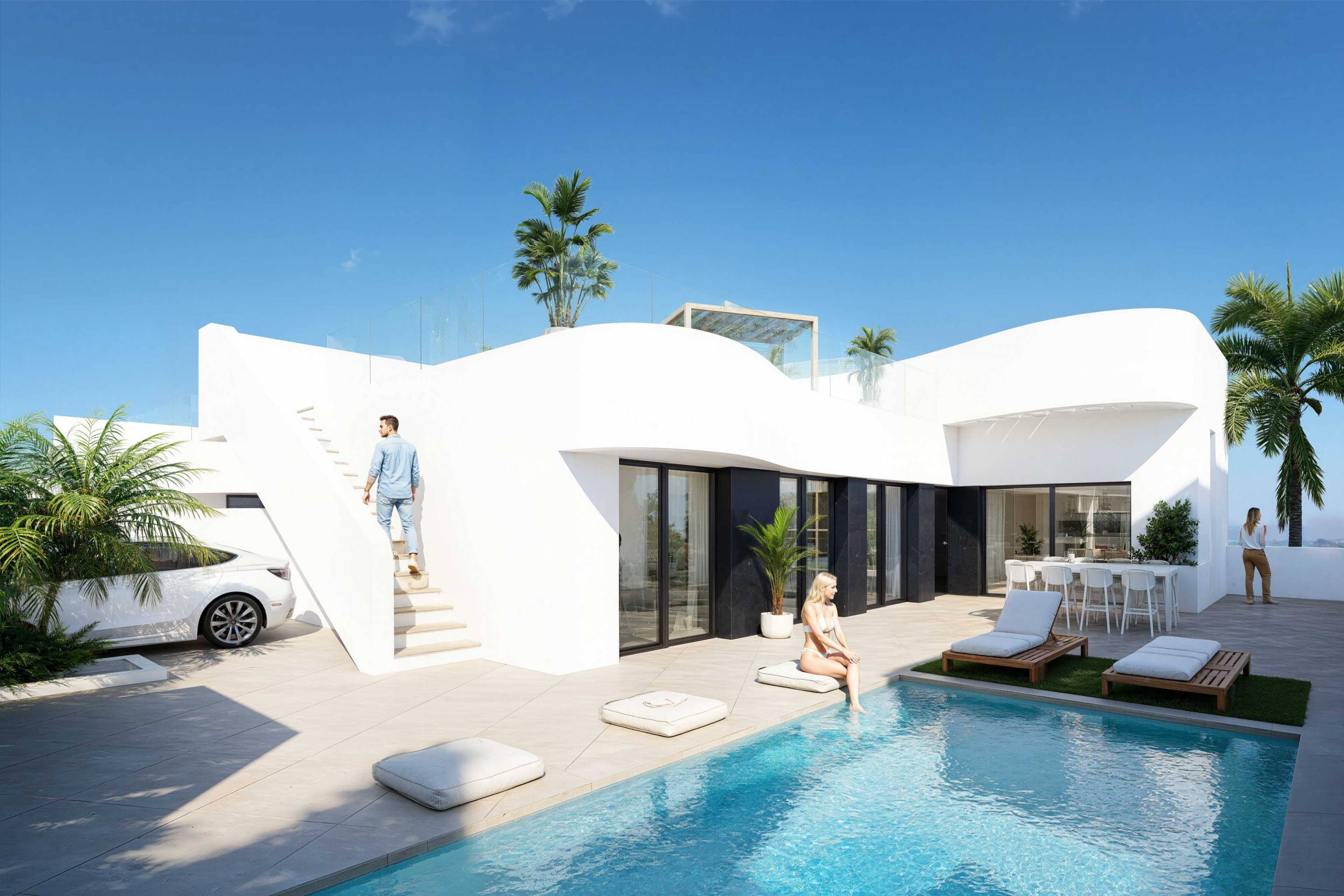 Rear garden area and plot of new-build villa, Algorfa, Alicante