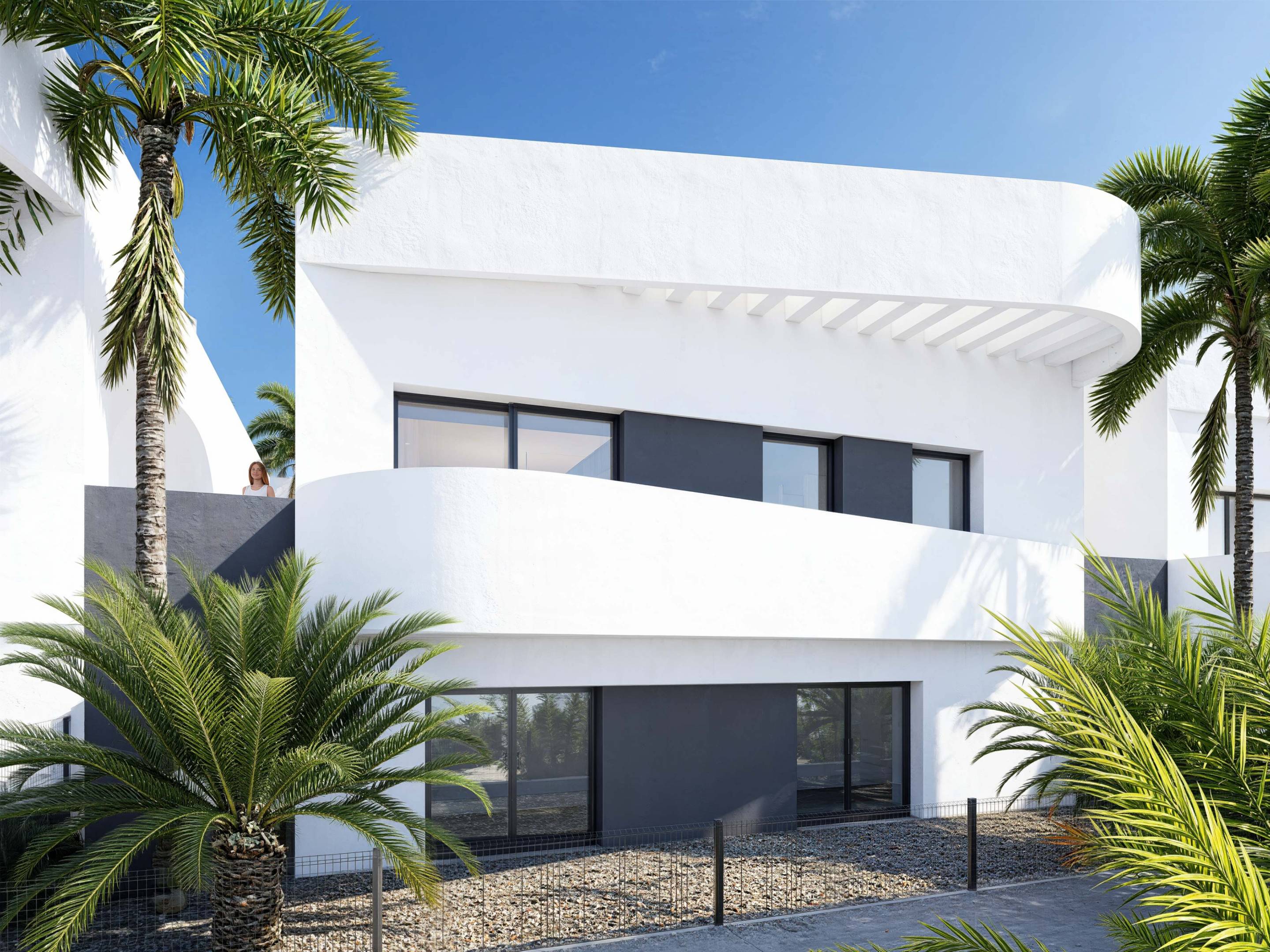 Outdoor terrace space at ground level, new-build villa, Algorfa