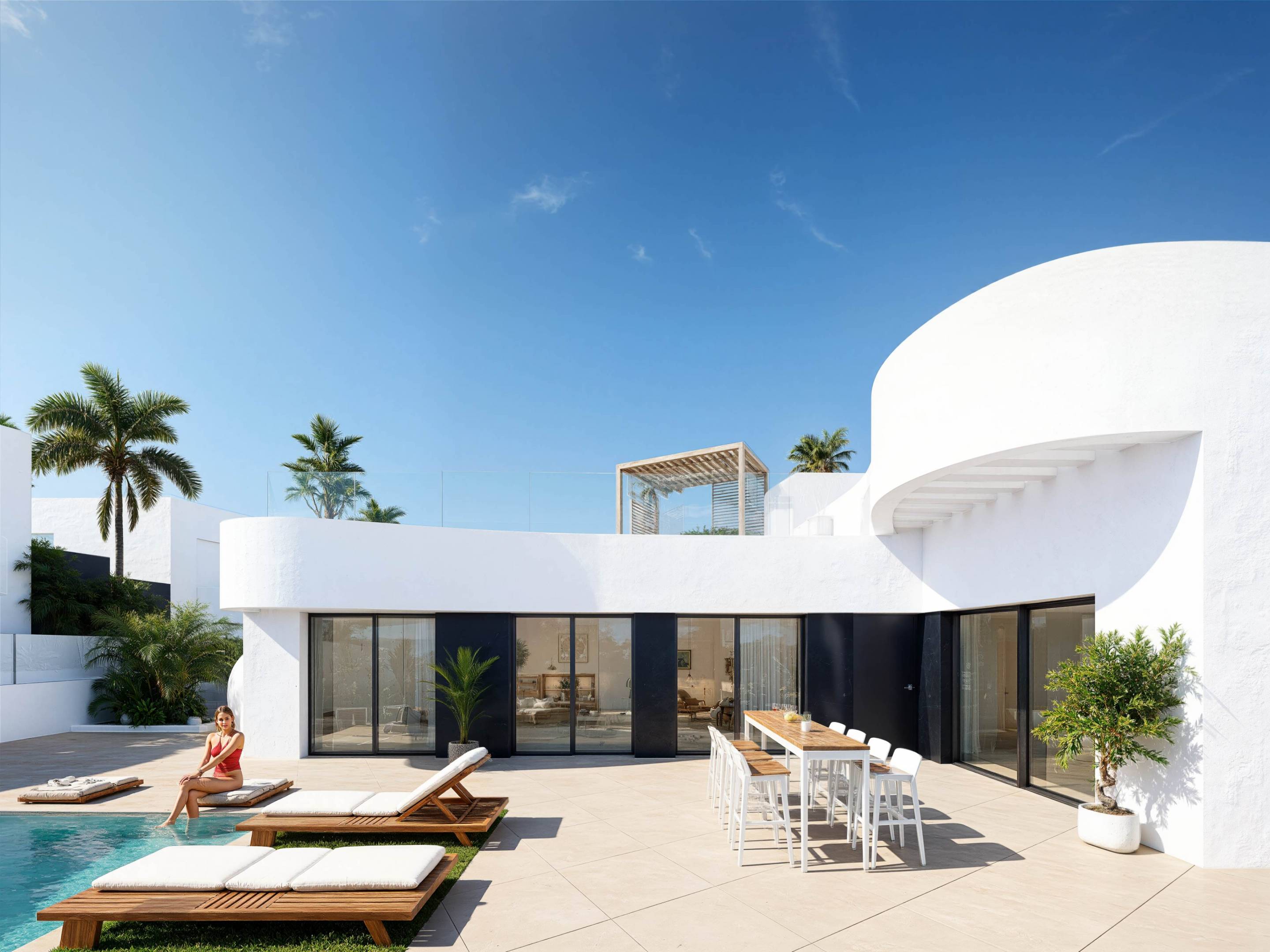 Street view of new-build villa and plot in Algorfa, Comunidad Valenciana