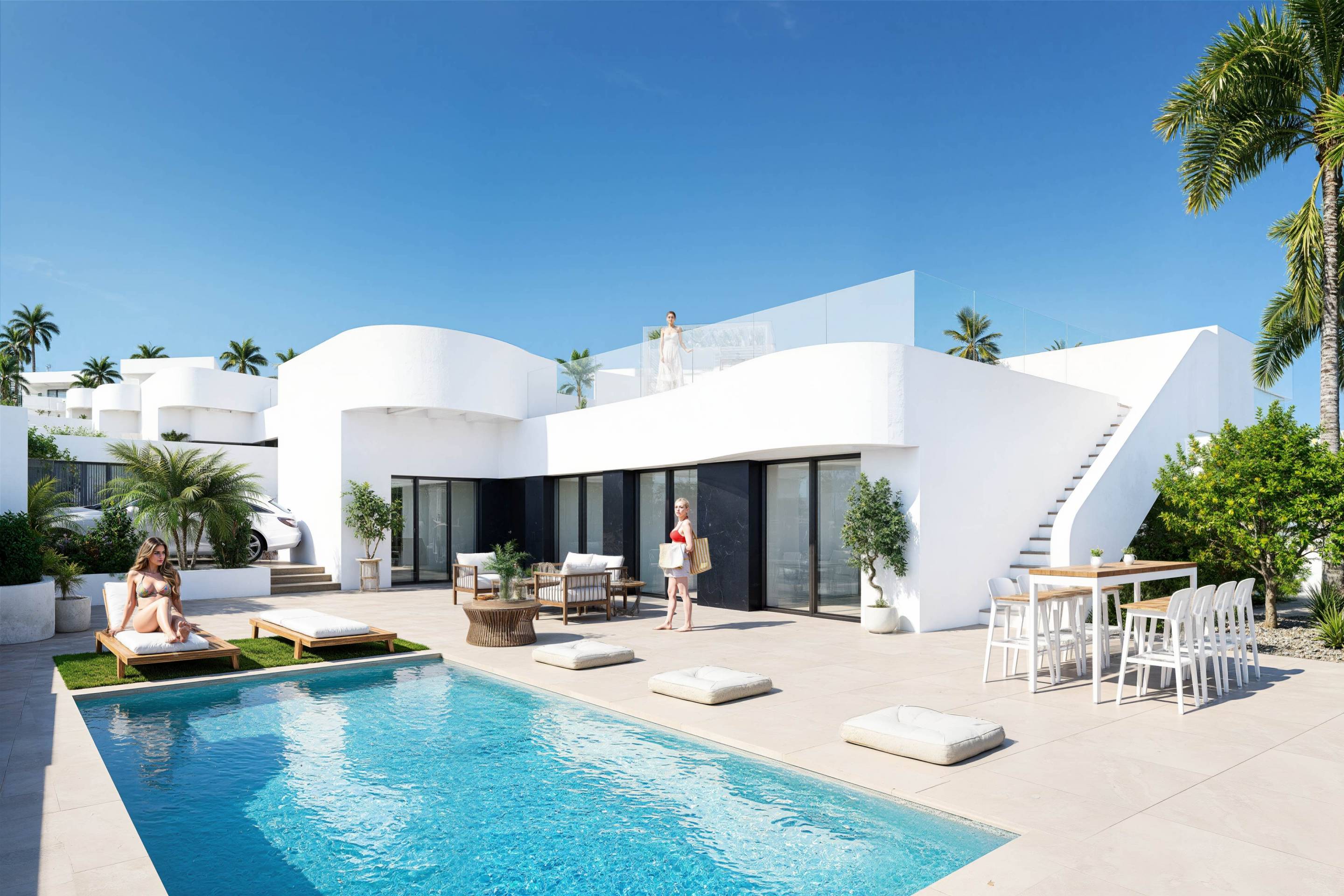 Wider view of new-build villa and surrounding area, Algorfa, Alicante