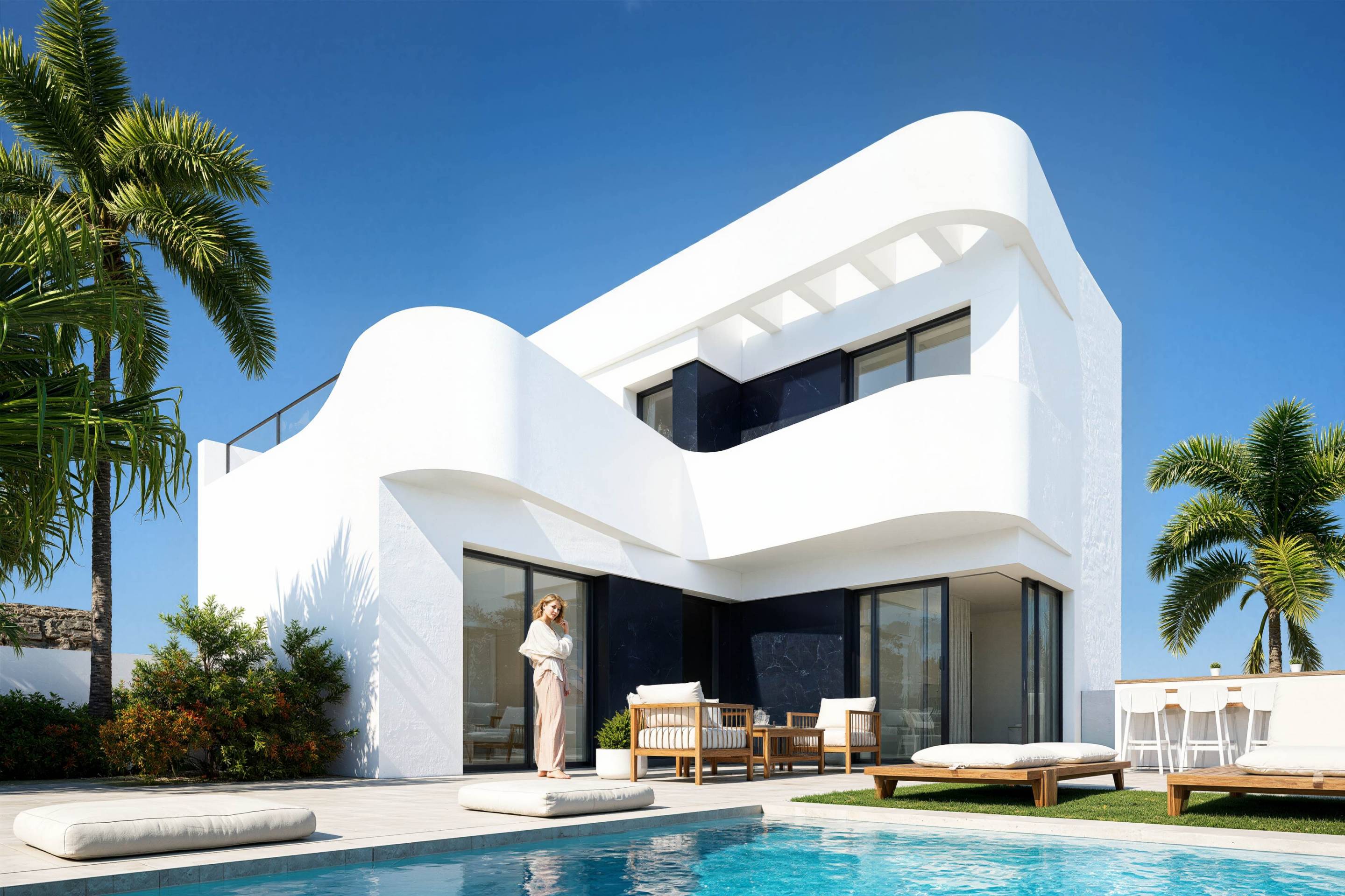 Ground-floor living area in 3-bedroom new-build villa, Algorfa