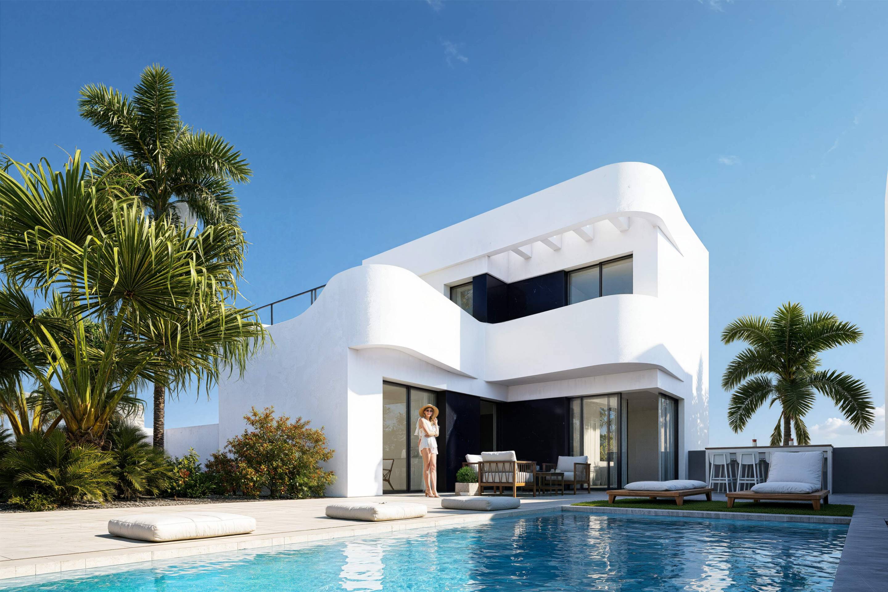 Open-plan kitchen and dining space in new-build villa, Algorfa, Alicante
