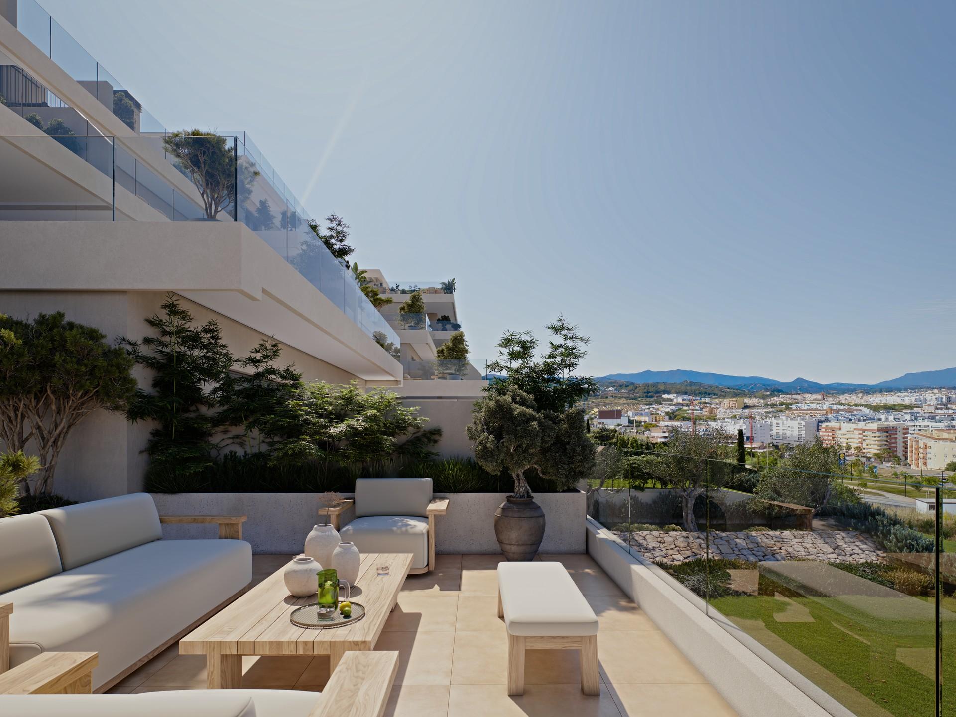 Kitchen with integrated appliances, new-build apartment, Las Mesas