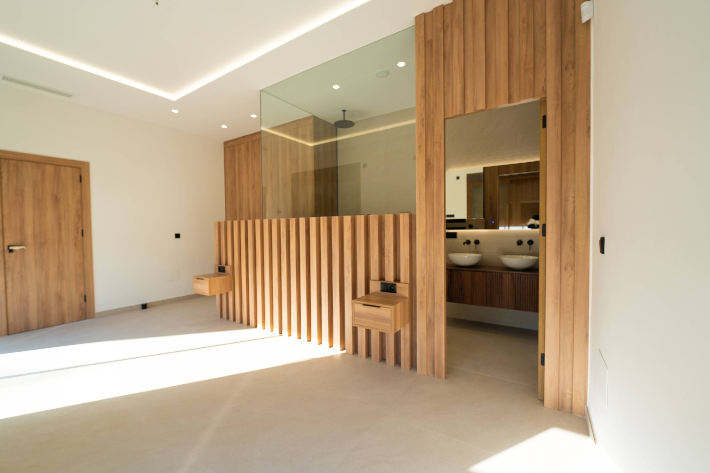 Side elevation of new-build villa showing electric shutters, La Marquesa, Rojales