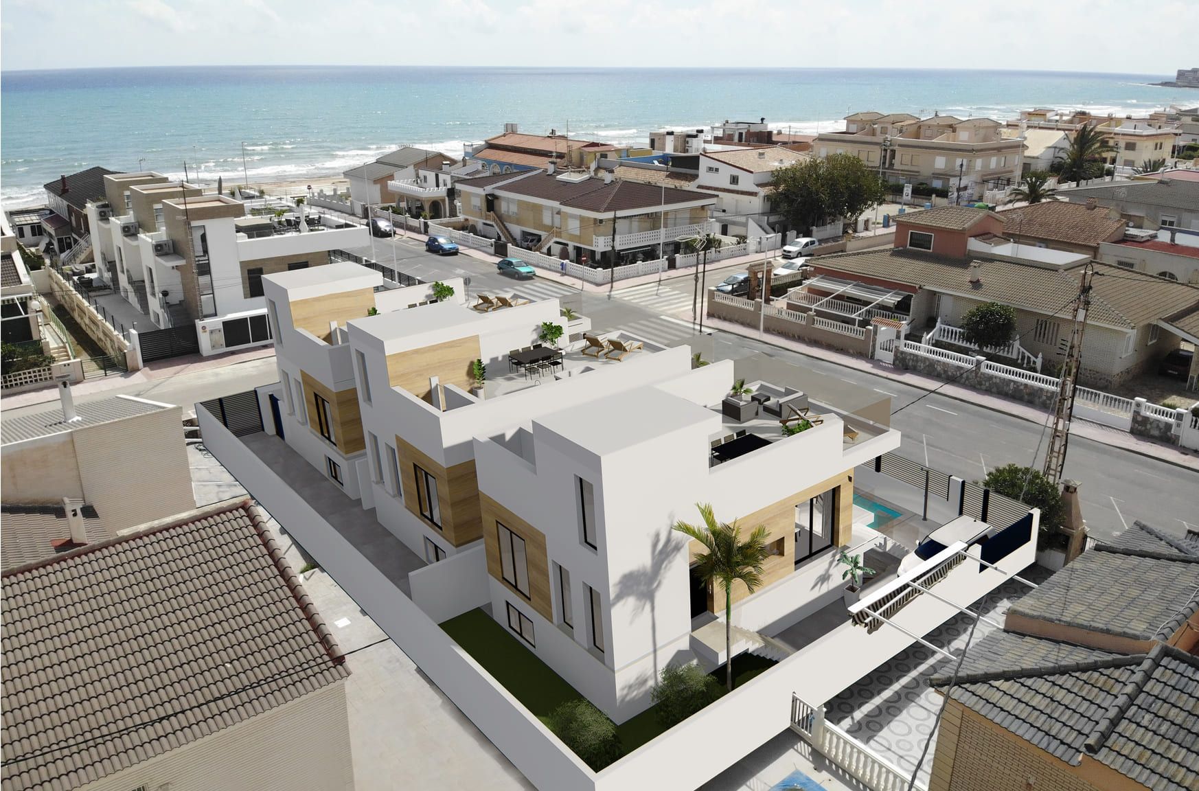 Floor plan of 4-bedroom townhouse in La Mata, Torrevieja - ground floor layout