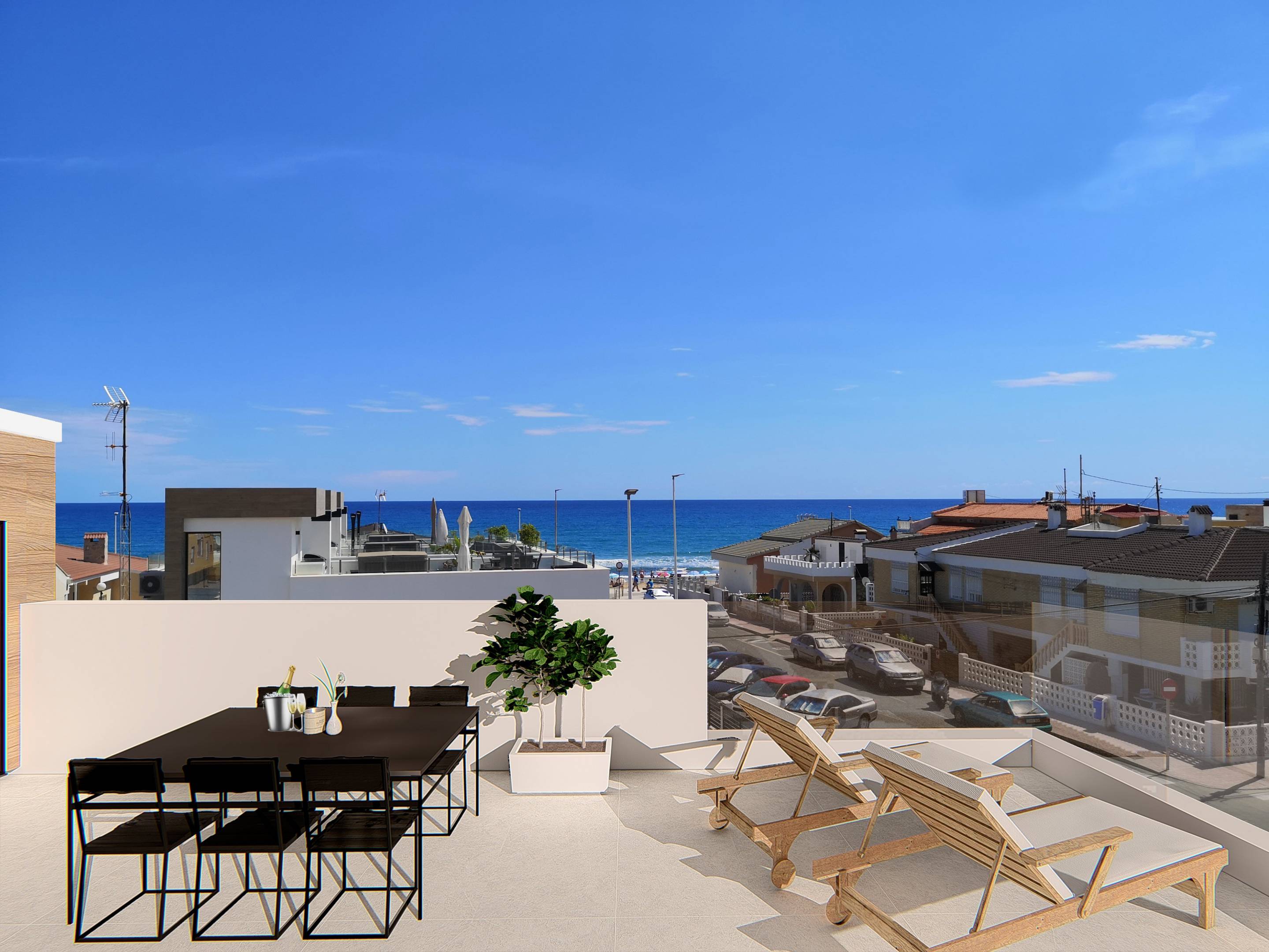 Open-plan kitchen in 4-bedroom townhouse, La Mata, Torrevieja