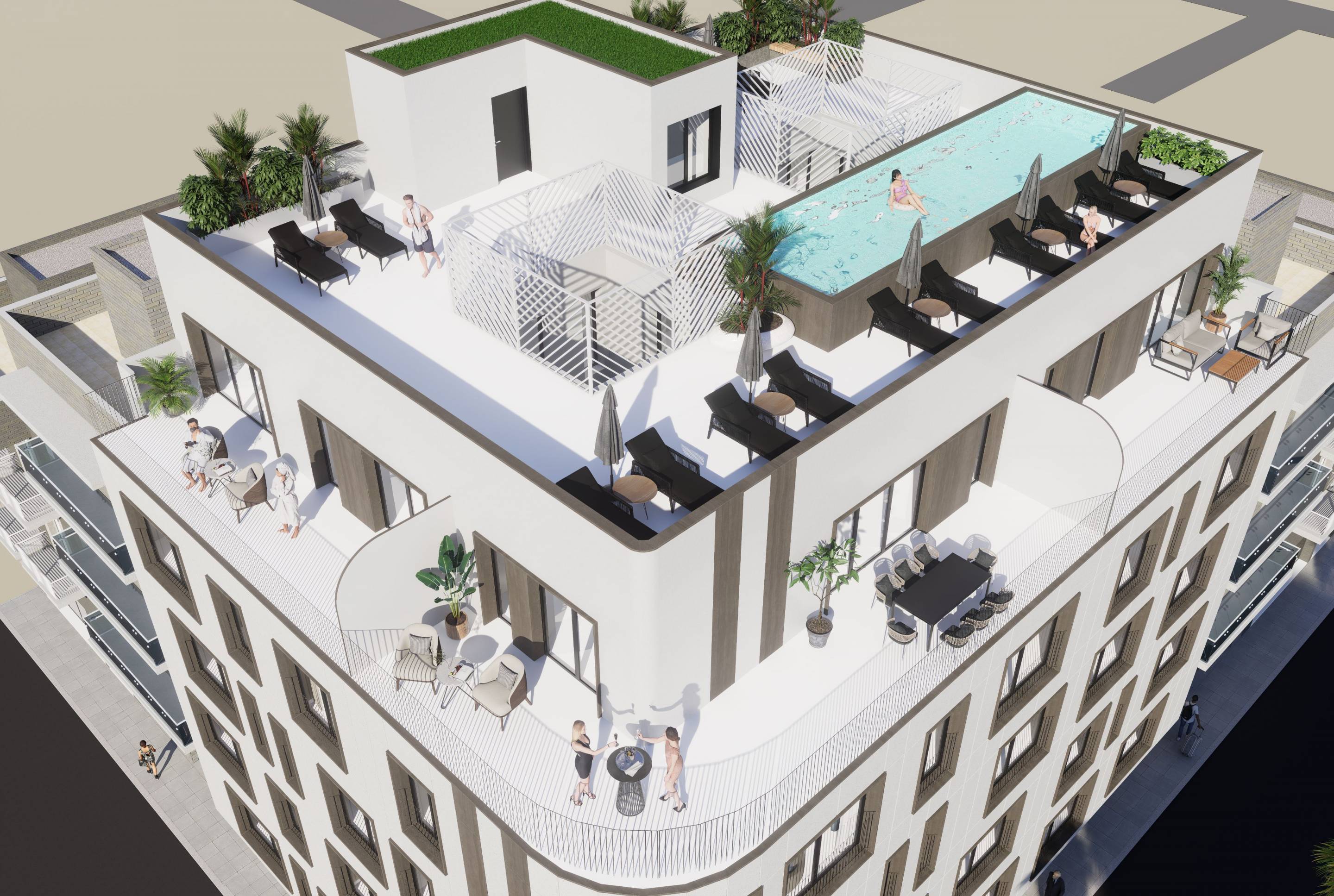 Communal entrance area of new-build apartment building, Acequion, Torrevieja