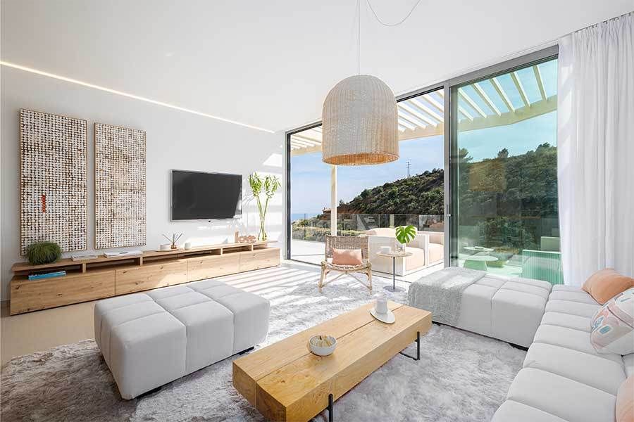 Private garden and plot boundary, ground-floor new-build villa, Reserva del Higuerón