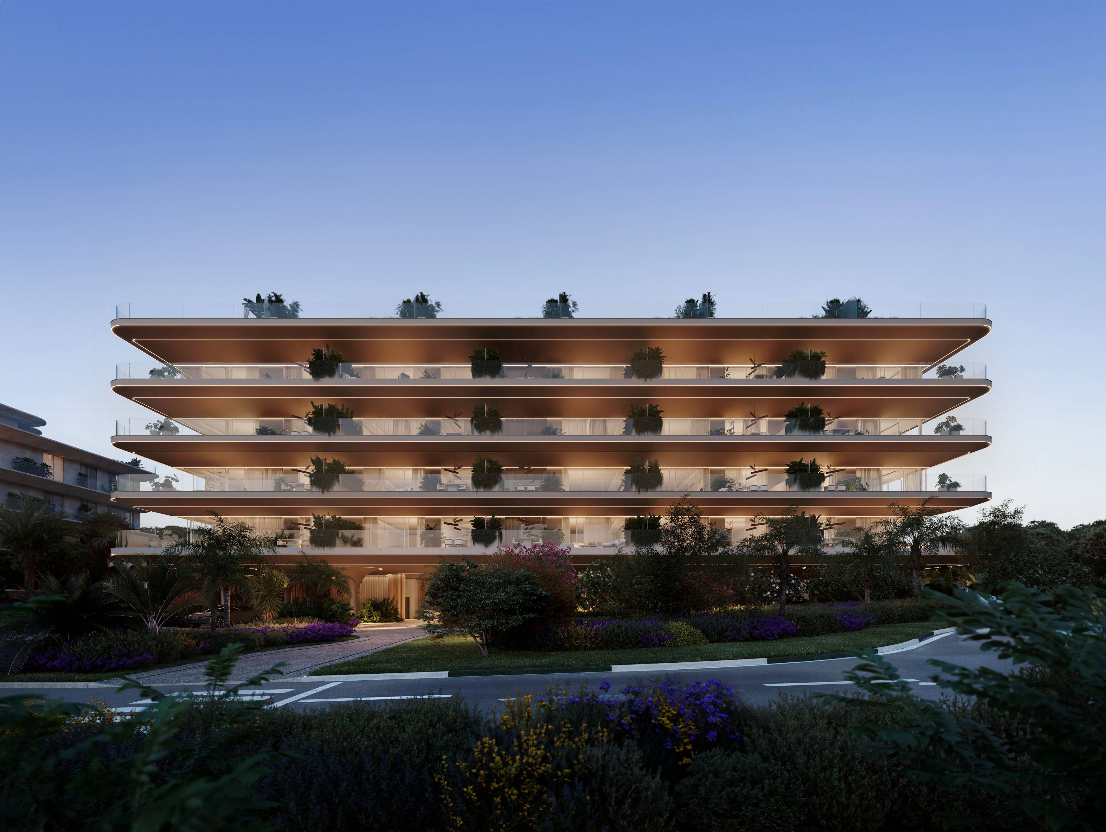 Poolside decking at new-build development, Los Llanos, Estepona