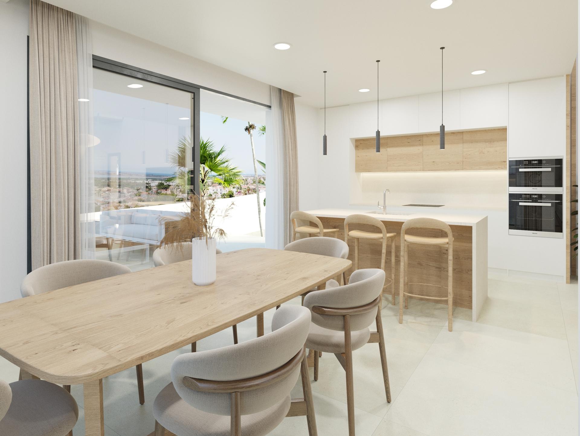 Window detail and natural light in living area, new-build villa, Ciudad Quesada