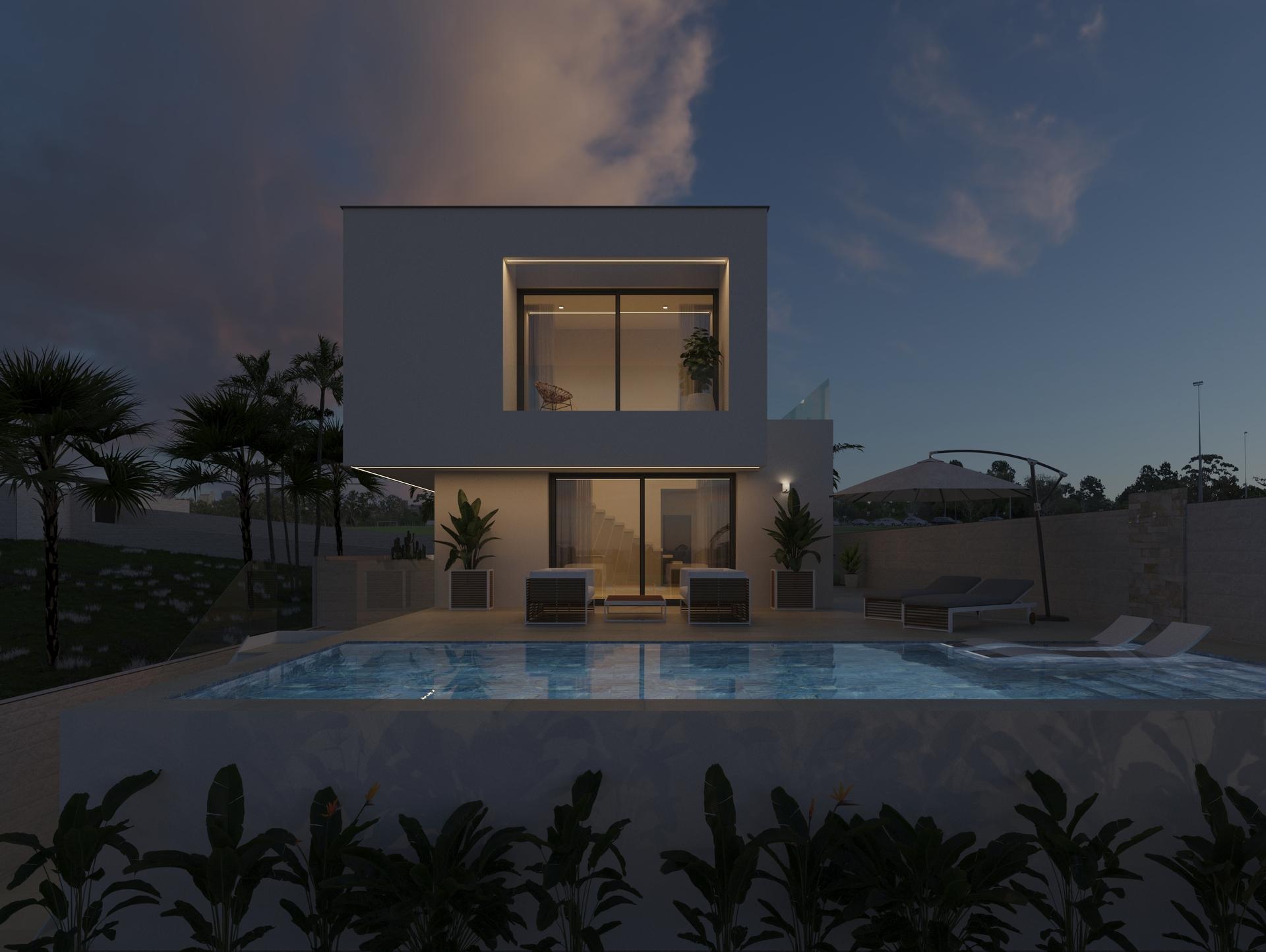 Open-plan living and dining room in 284m² new-build villa, Centro de la Ciudad Quesada