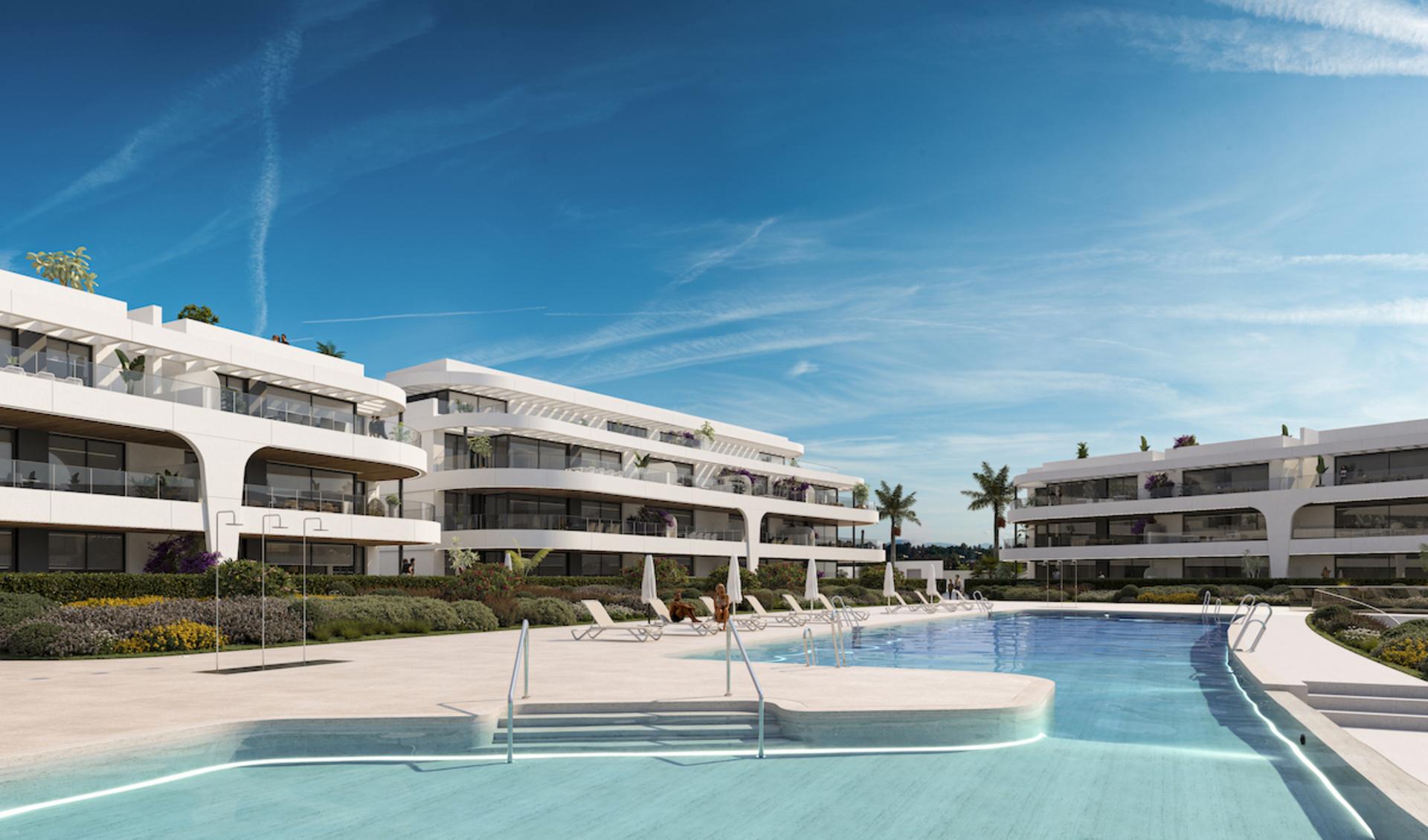 Entrance lobby of new-build residential development, Atalaya, Estepona