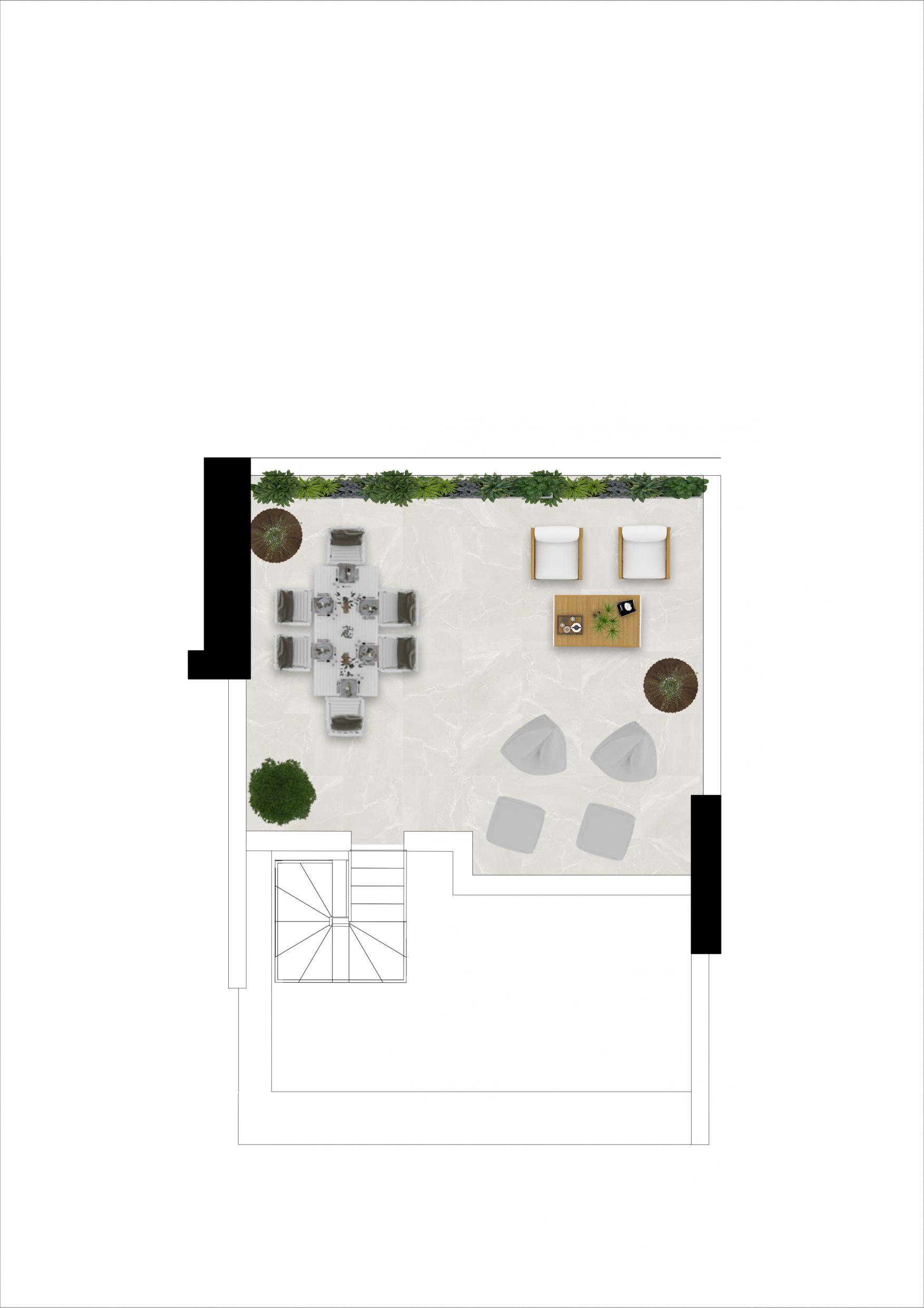 Floor plan of 3-bedroom penthouse, Hipódromo-Cerrado del Águila, Mijas - solarium level