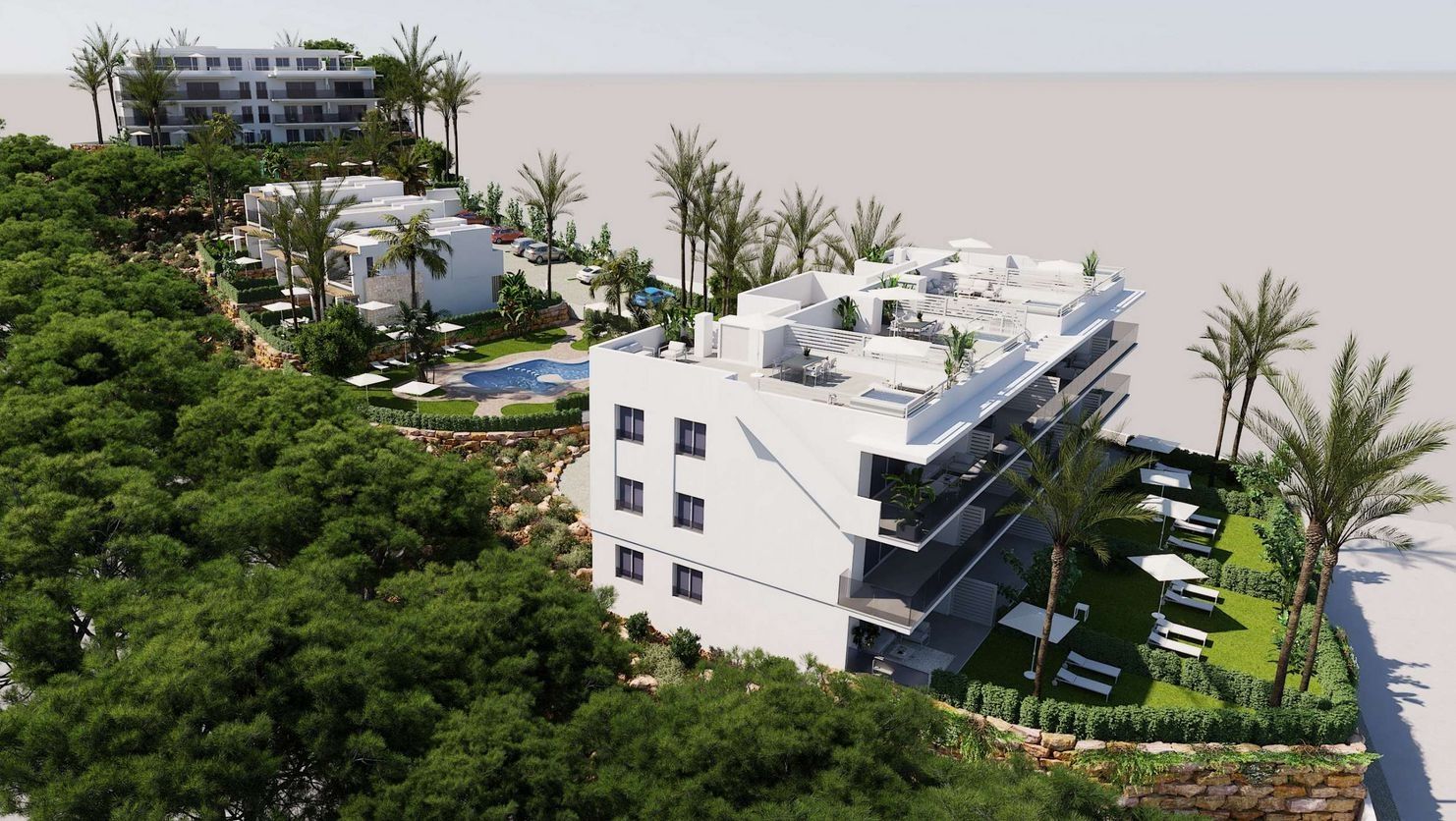 Coastal view from apartment terrace in Finestrat Hills, Finestrat