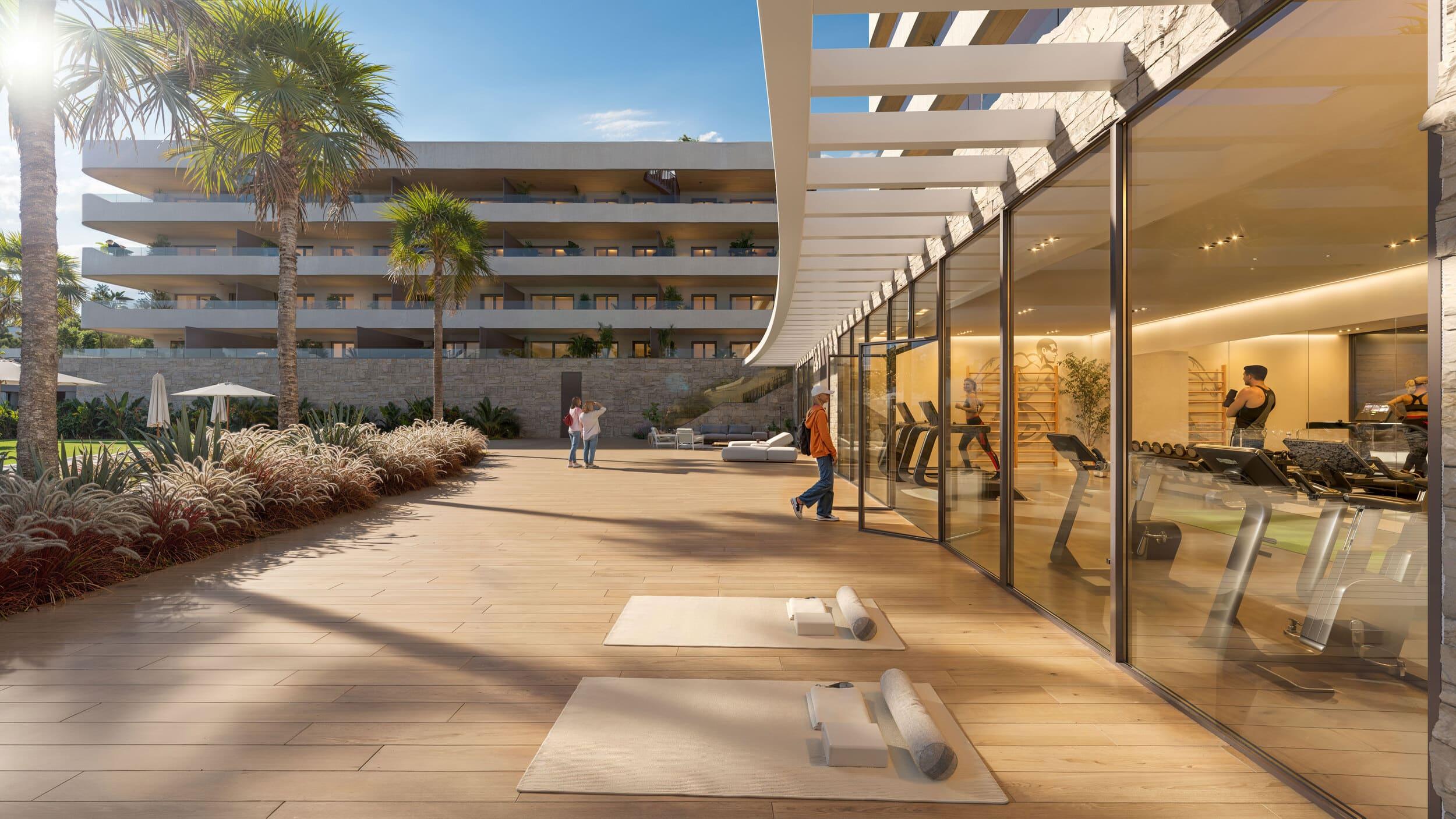 Landscaped communal garden in new-build development, Los Pacos, Fuengirola