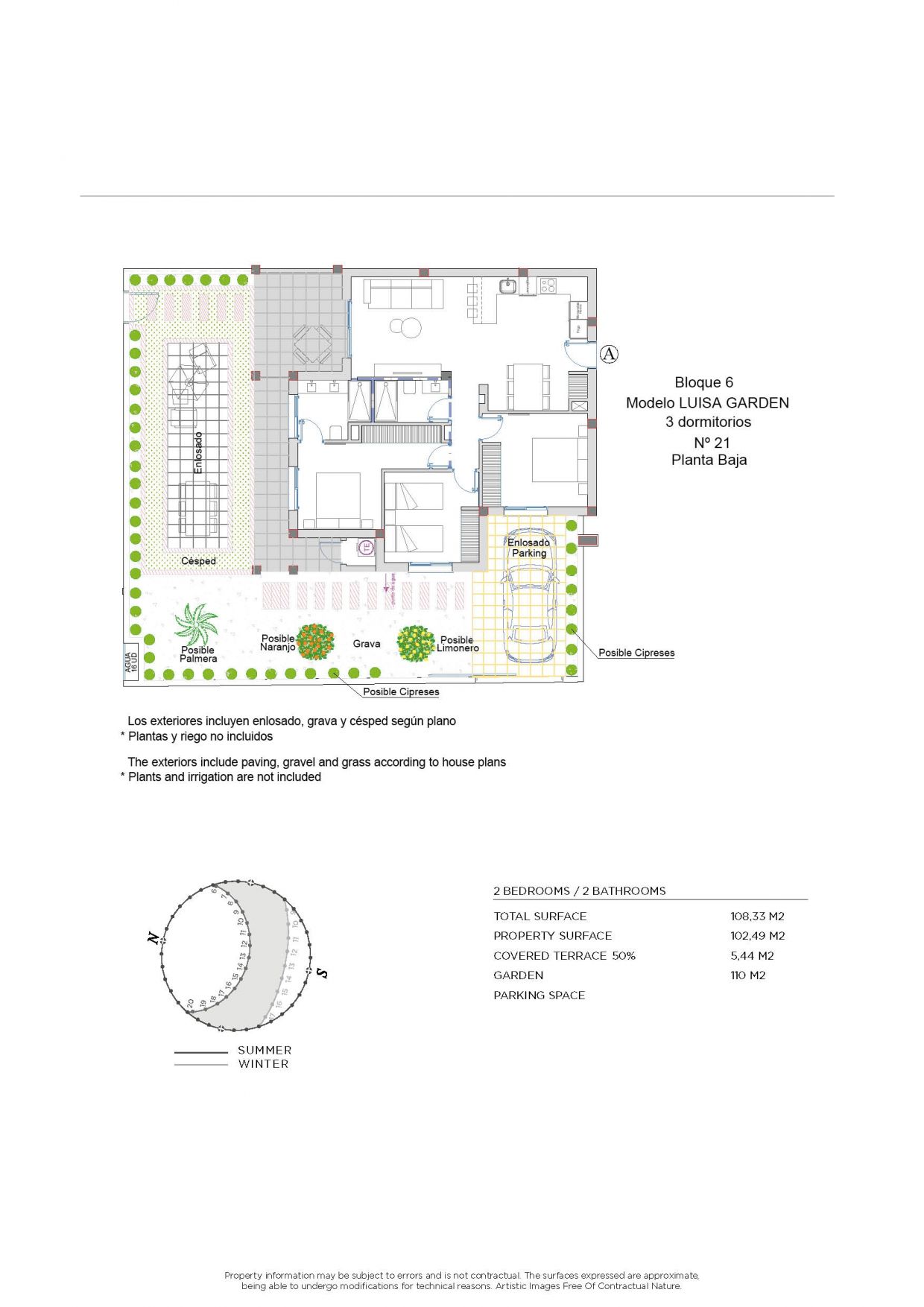 Floor plan of 3-bedroom bungalow in Doña Pepa, Rojales
