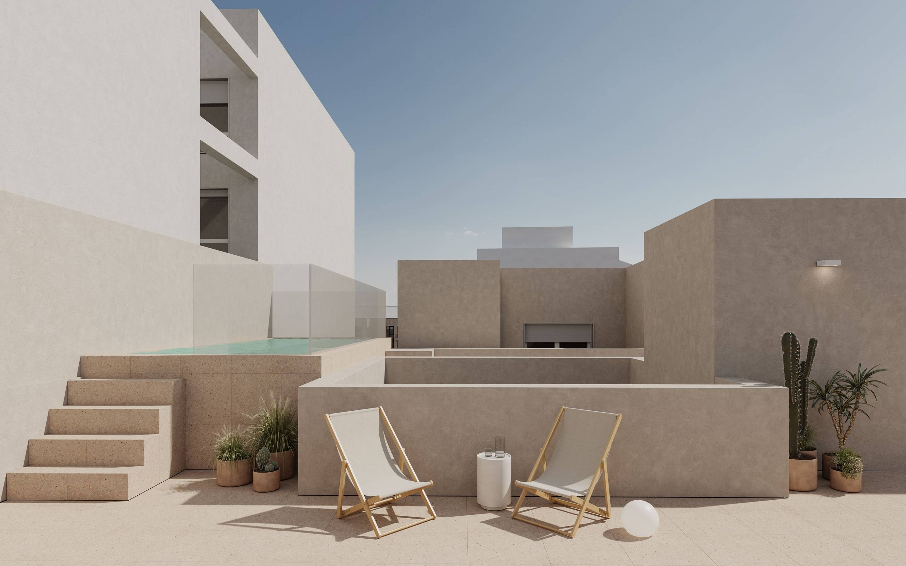 Communal gardens with landscaping in residential complex, Torrevieja Centre