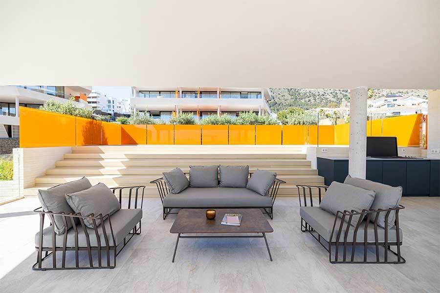Exterior cladding and window detail on new-build villa, El Higuerón, Fuengirola