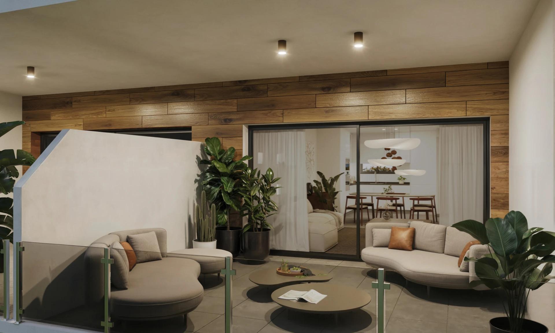 Open-plan interior of 2-bedroom penthouse in Las Azaleas, Villajoyosa