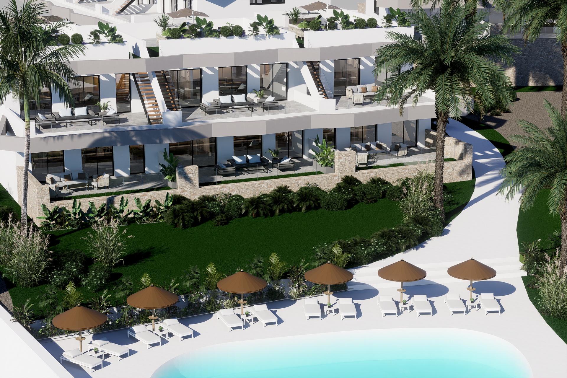 Evening exterior view of new-build bungalow, Balcón de Finestrat, Finestrat