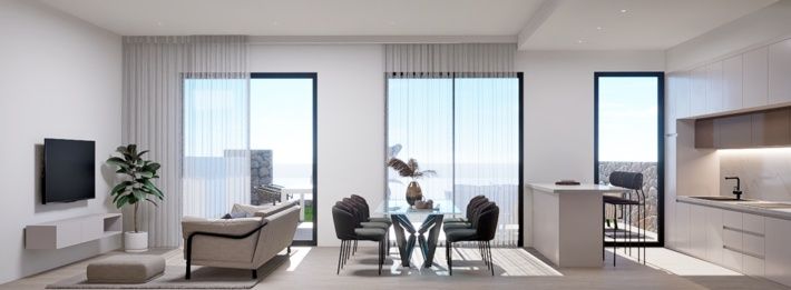Open-plan kitchen and dining area in 3-bedroom bungalow, Balcón de Finestrat