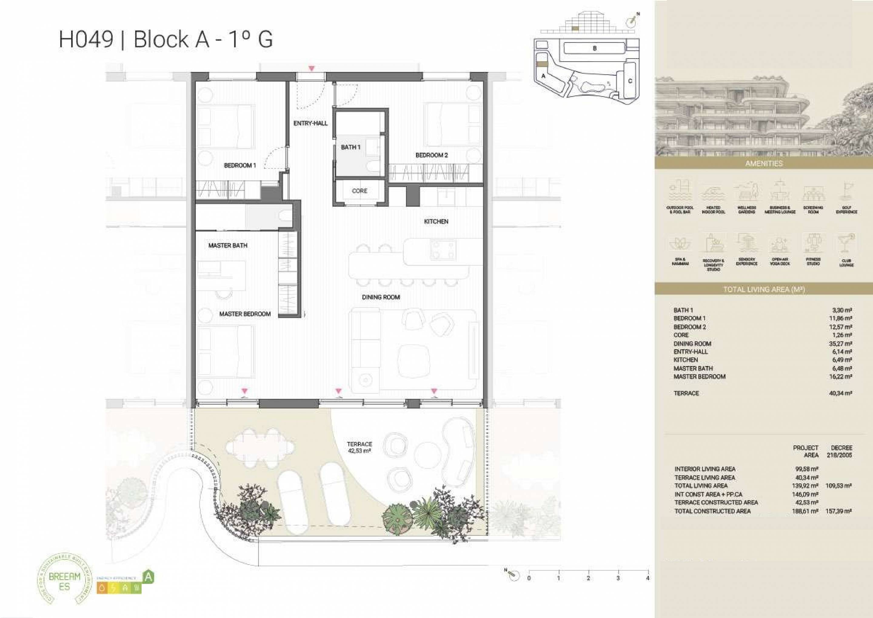 Floor plan of 3-bedroom apartment in Los Boliches, Fuengirola