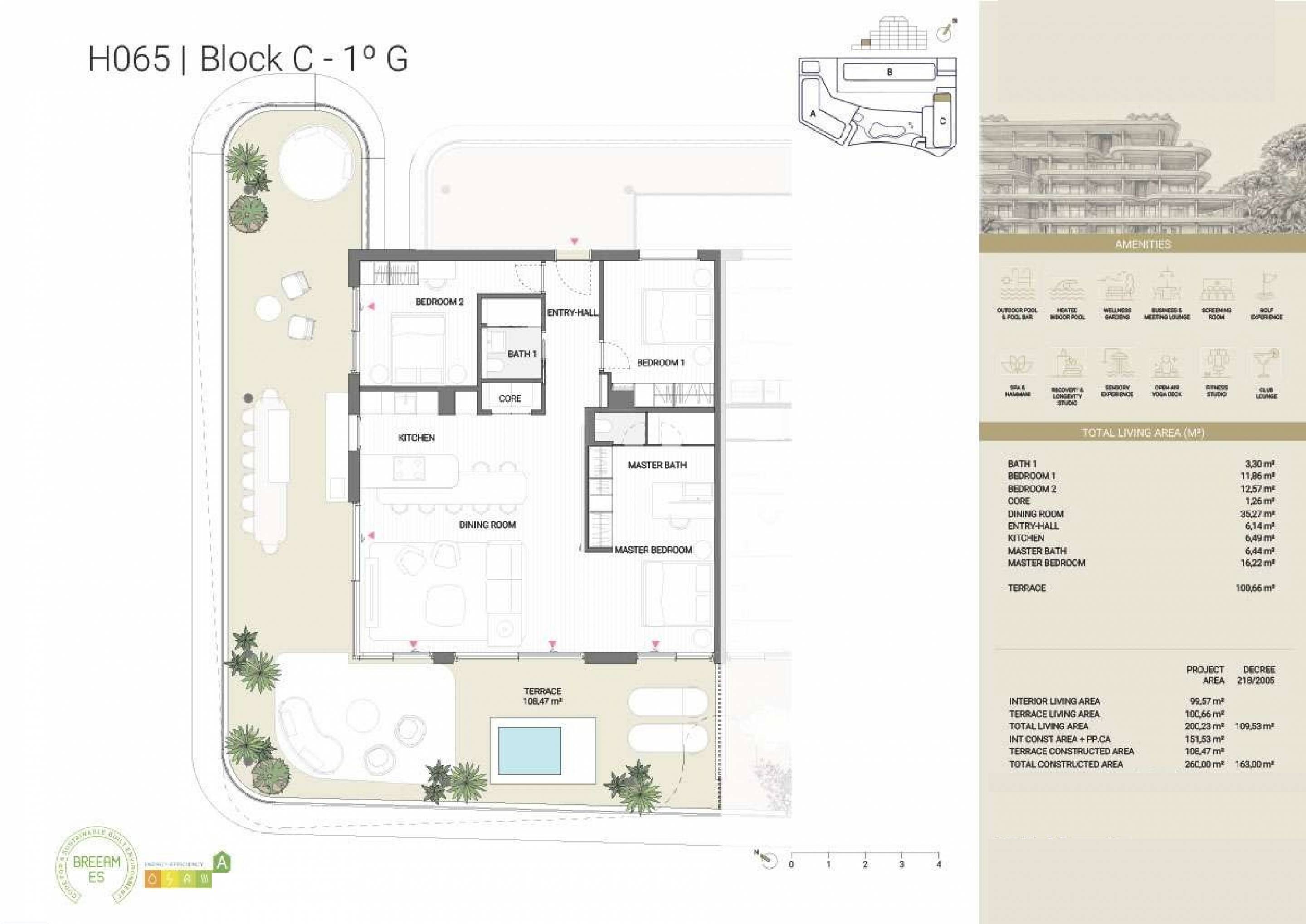 Floor plan of 3-bedroom first-floor apartment in Los Boliches, Fuengirola