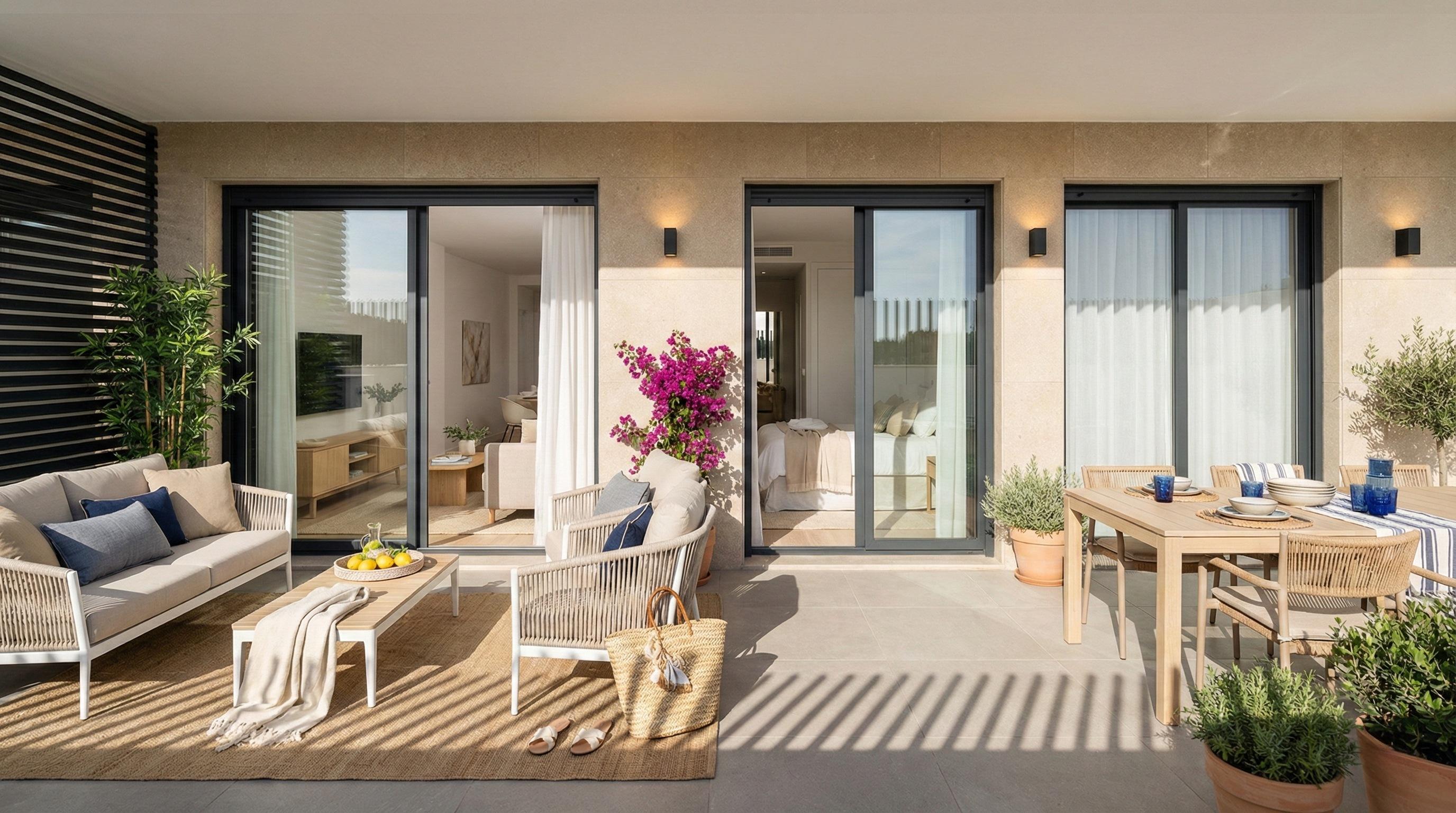 Terrace outdoor seating area, ground-floor apartment, Pueblo 4, Benijofar