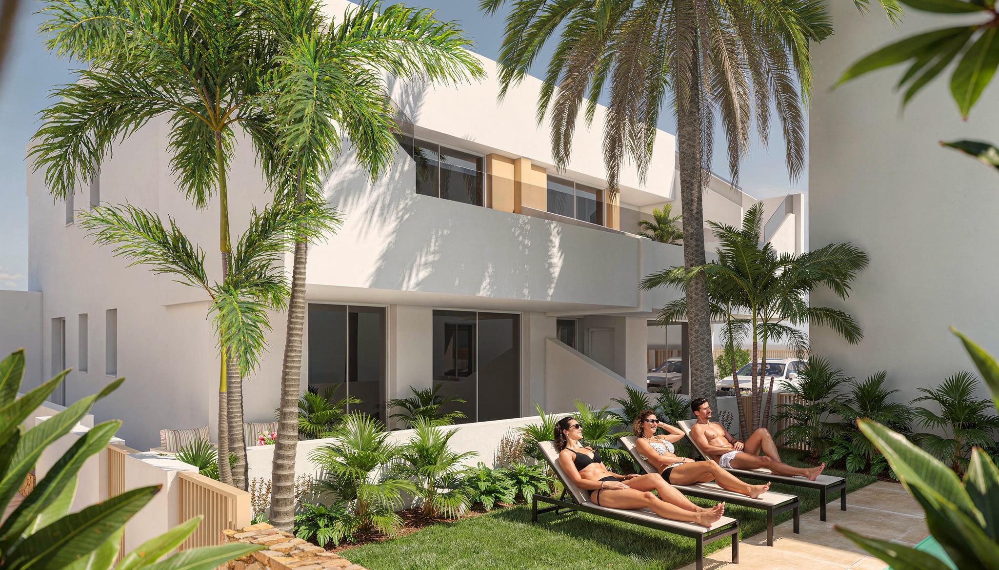 Private terrace of second-floor new-build bungalow in Zona Pueblo, Pilar de la Horadada
