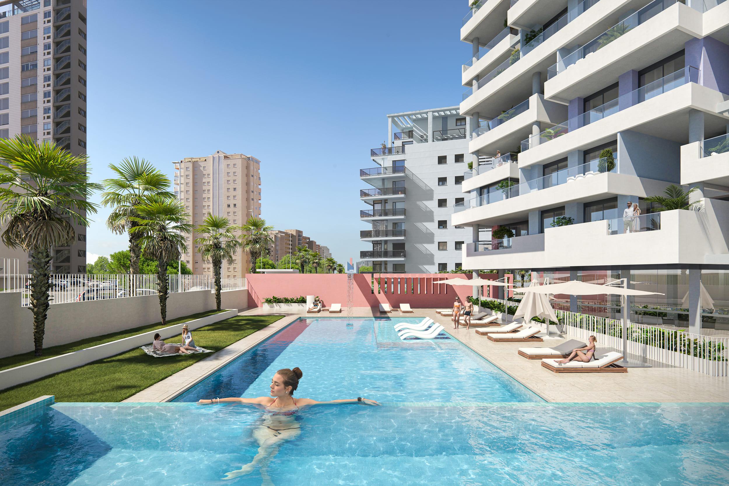 Living area with natural light in 2-bedroom apartment, Ifach, Calpe
