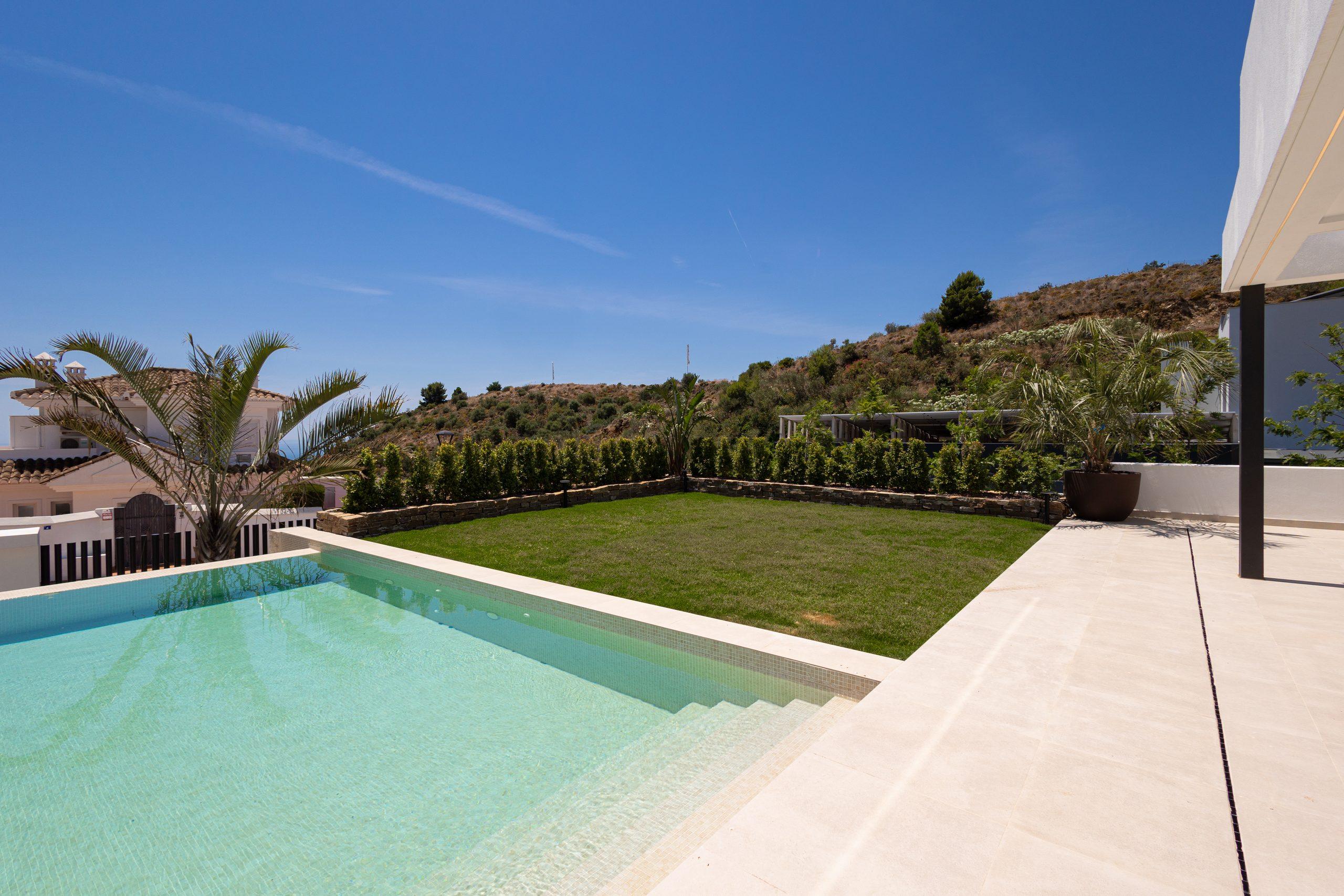 Terrace area of new-build villa in Mijas Pueblo