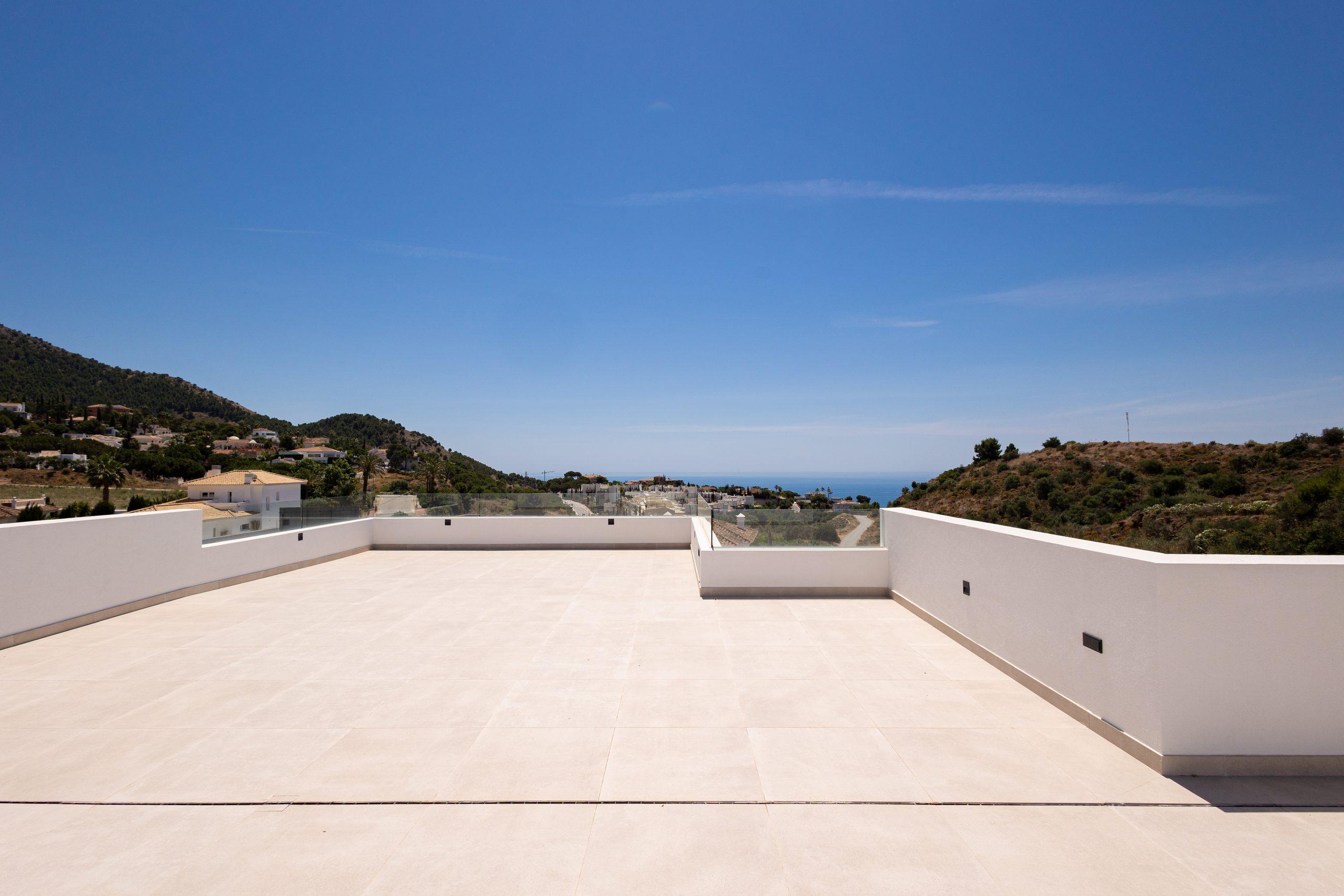 Street-level view of new-build villa in Mijas Pueblo