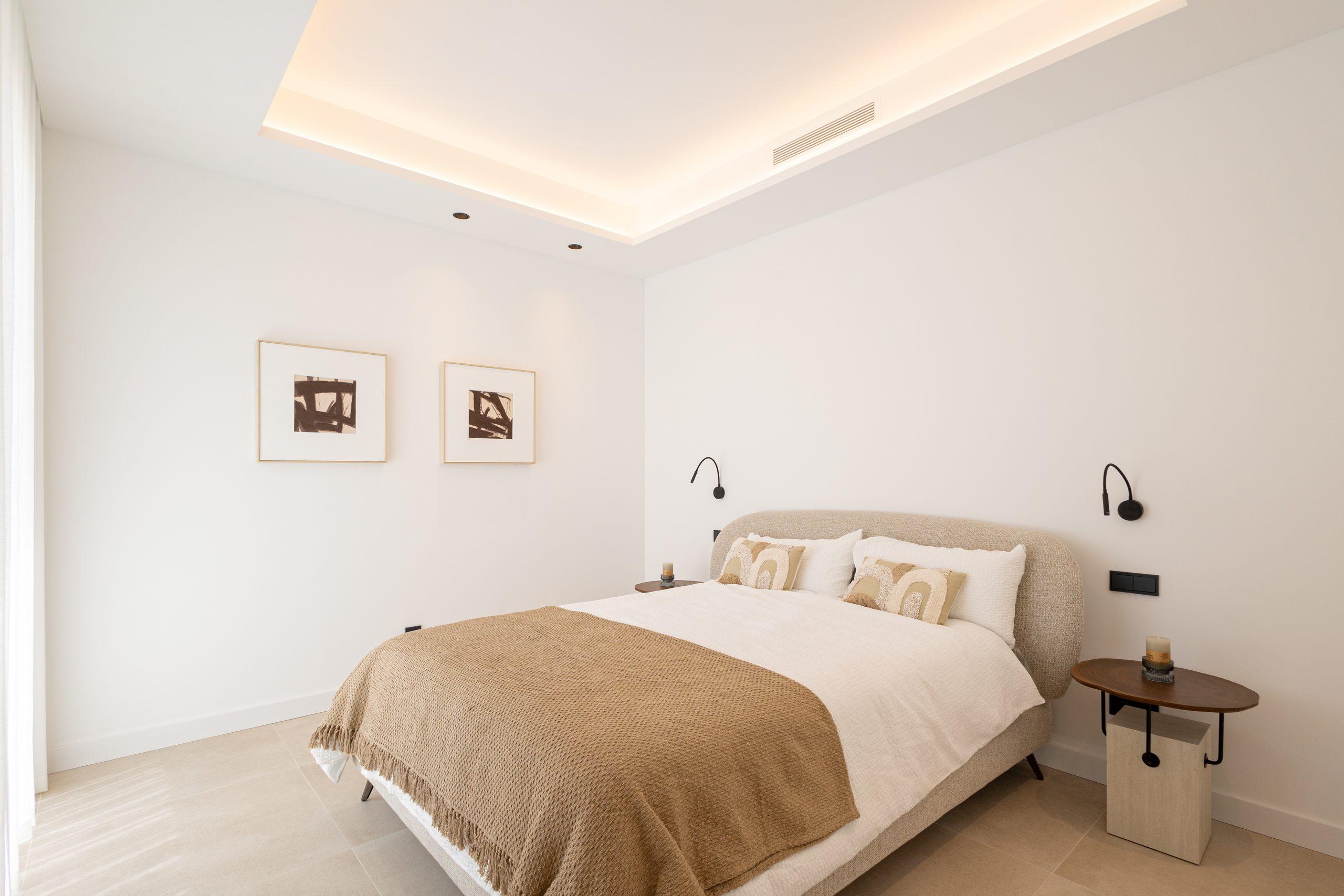 Open-plan living area with large windows in new-build villa, Mijas Pueblo