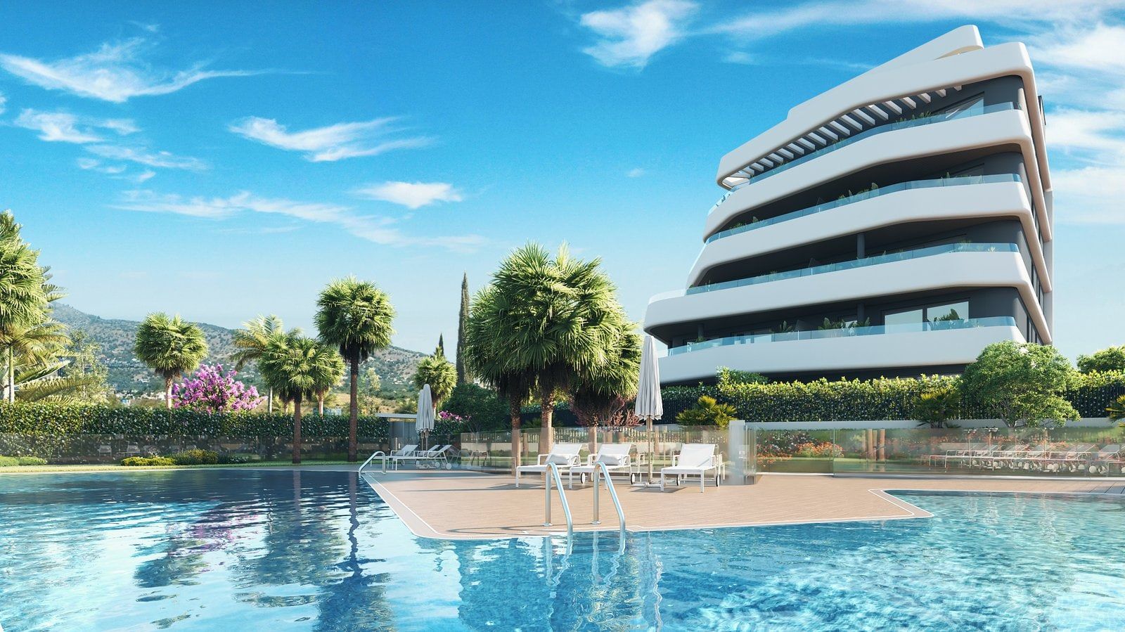 Floor plan showing layout of 2-bedroom apartment, Los Alamos, Torremolinos