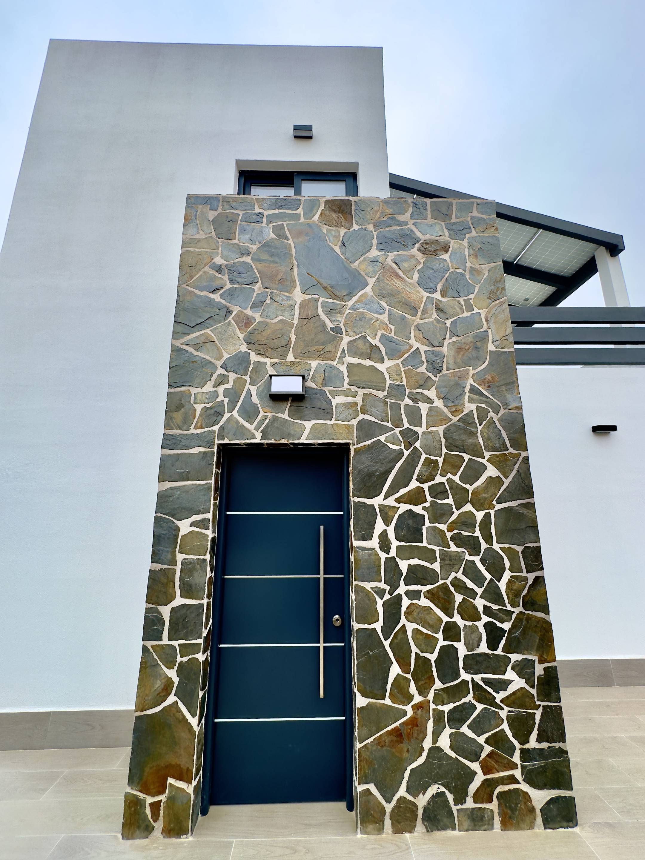 Exterior cladding detail of new-build villa, La Marquesa, Rojales