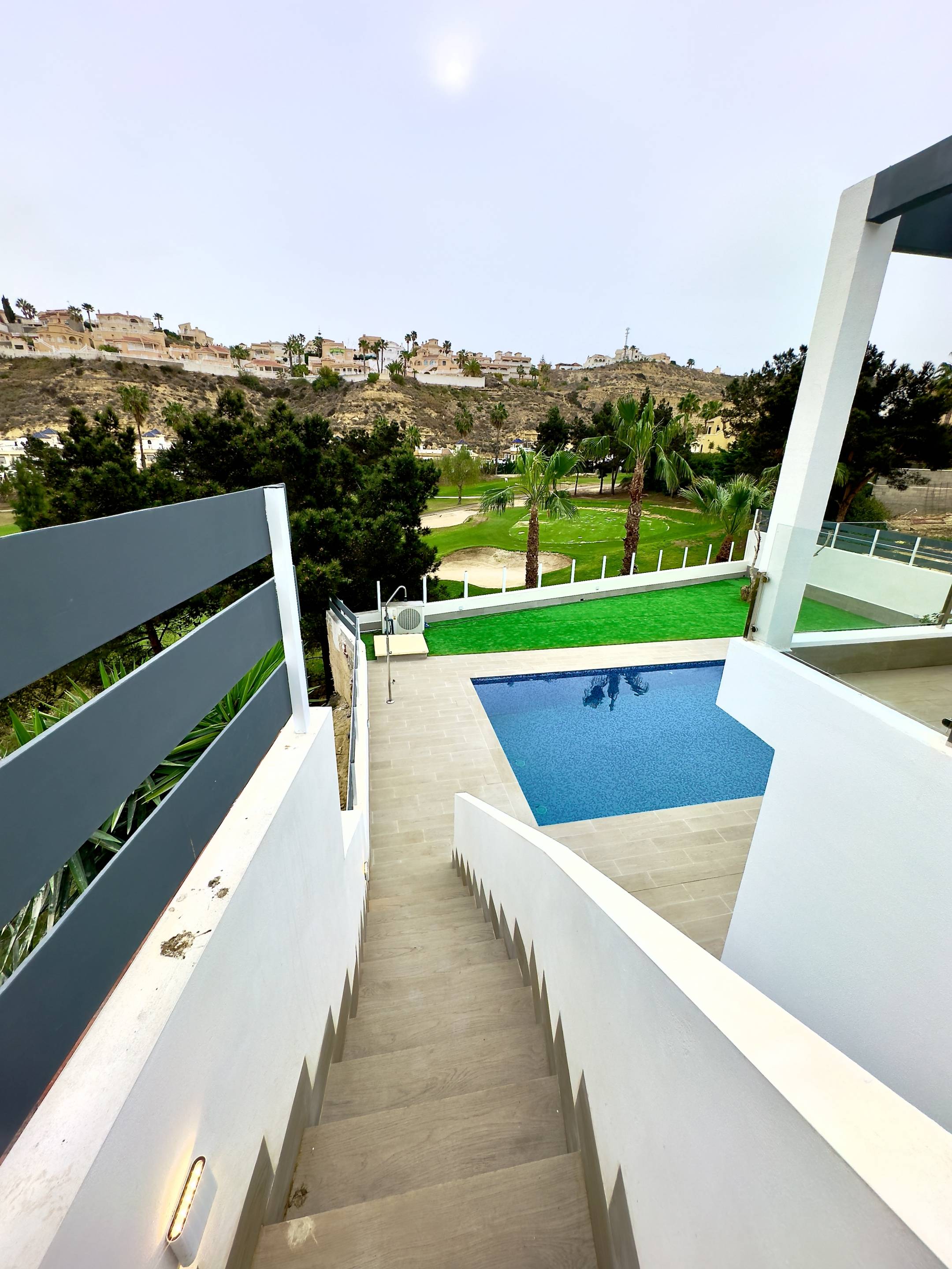 Private garden plot seen from upper level, 4-bedroom villa, La Marquesa