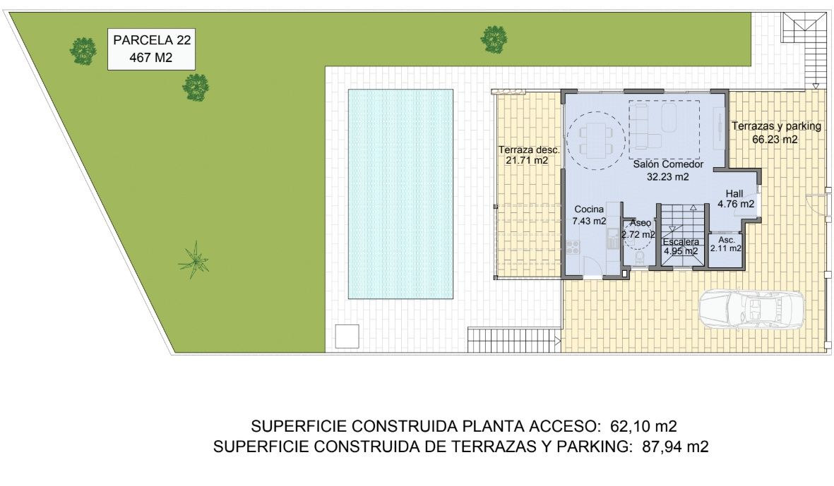 Floor plan showing upper floor layout of 4-bedroom villa, La Marquesa