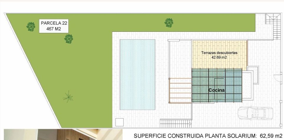 Site plan of 467m2 plot for new-build villa in La Marquesa, Rojales