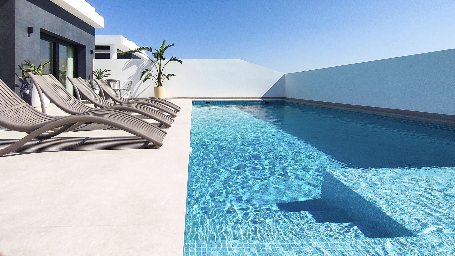 Upper-floor terrace with views across plot, new-build villa, Rojales