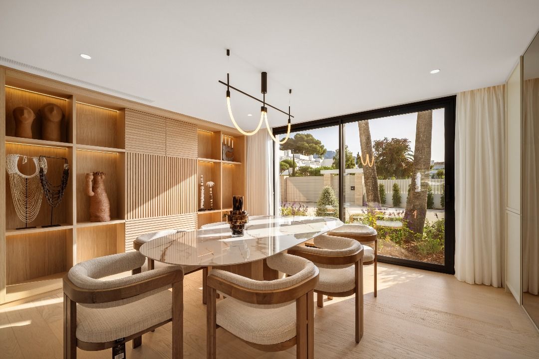 Street-level view of new-build villa entrance in Aloha, Marbella