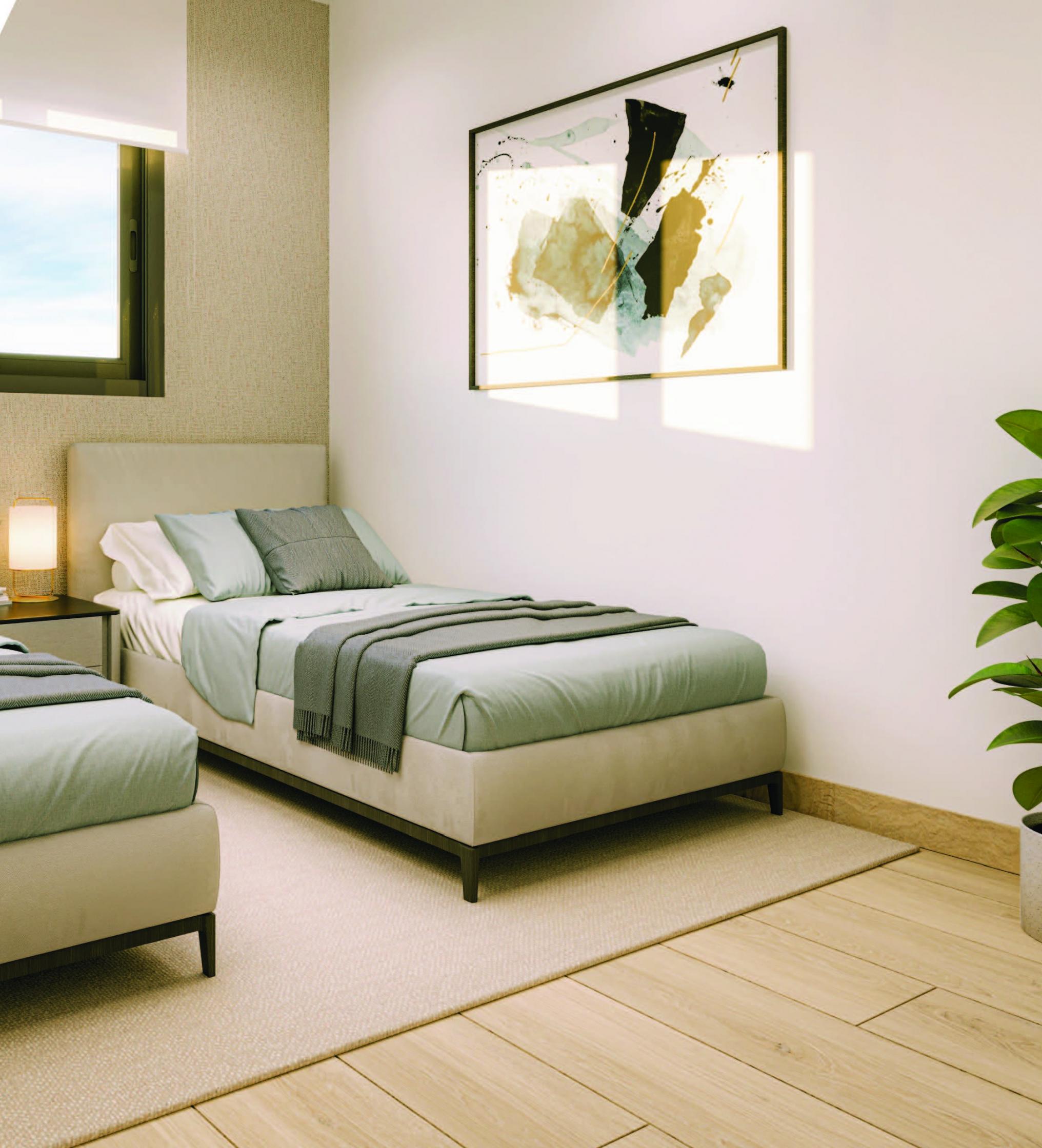 Double bedroom with built-in wardrobes in 3-bedroom penthouse, El Limonar