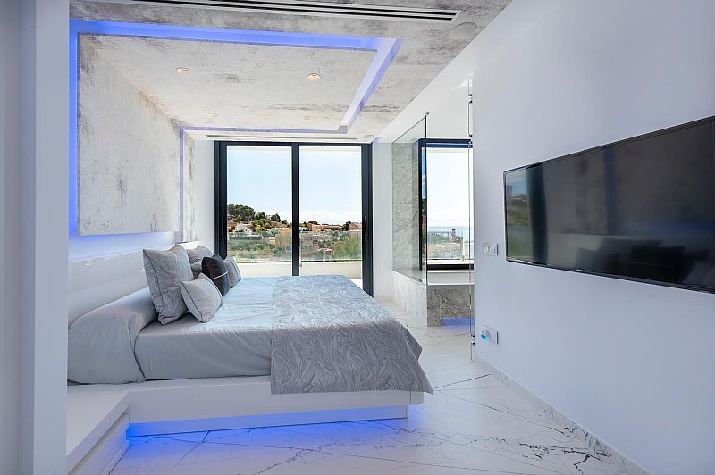 Ground-level outdoor terrace at new-build villa, Manzanera, Calpe